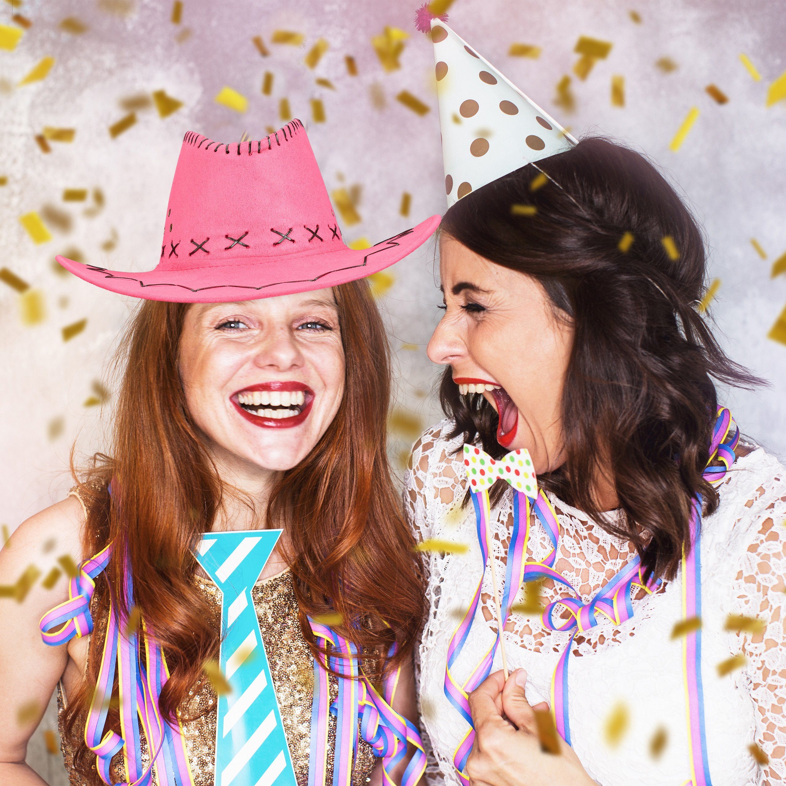 relaxdays Cowboyhut Fasching Pink günstig online kaufen