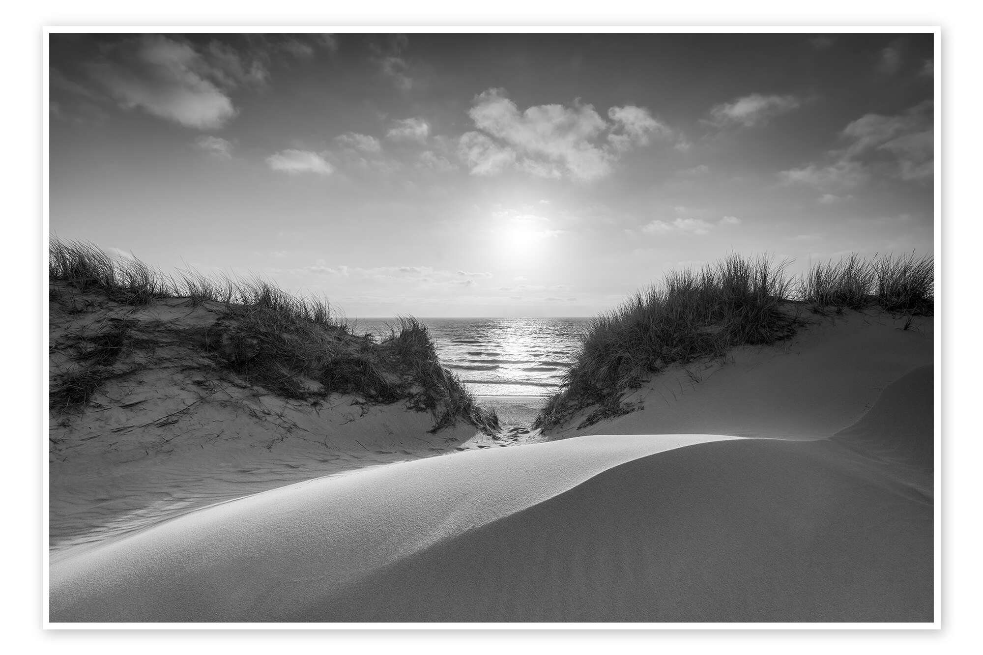 Posterlounge Poster Jan Christopher Becke, Dünen in schwarzweiß, Badezimmer Maritim Fotografie