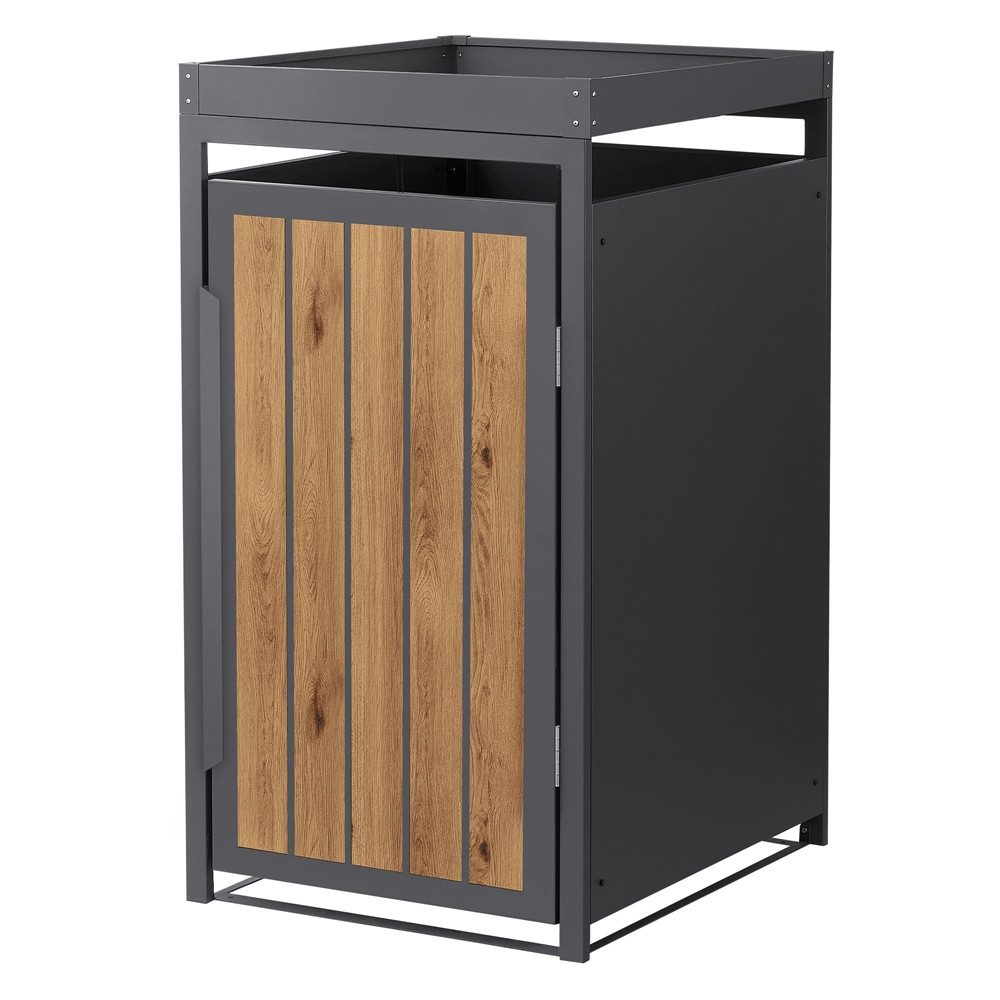 ML-DESIGN Mülltonnenbox Müllbox aus Stahl wetterfeste Mülltonnen Verkleidung Mülltonnengarage, Mülltonnencontainer mit Pflanzdach für 1 Tonne 120 oder 240 Liter