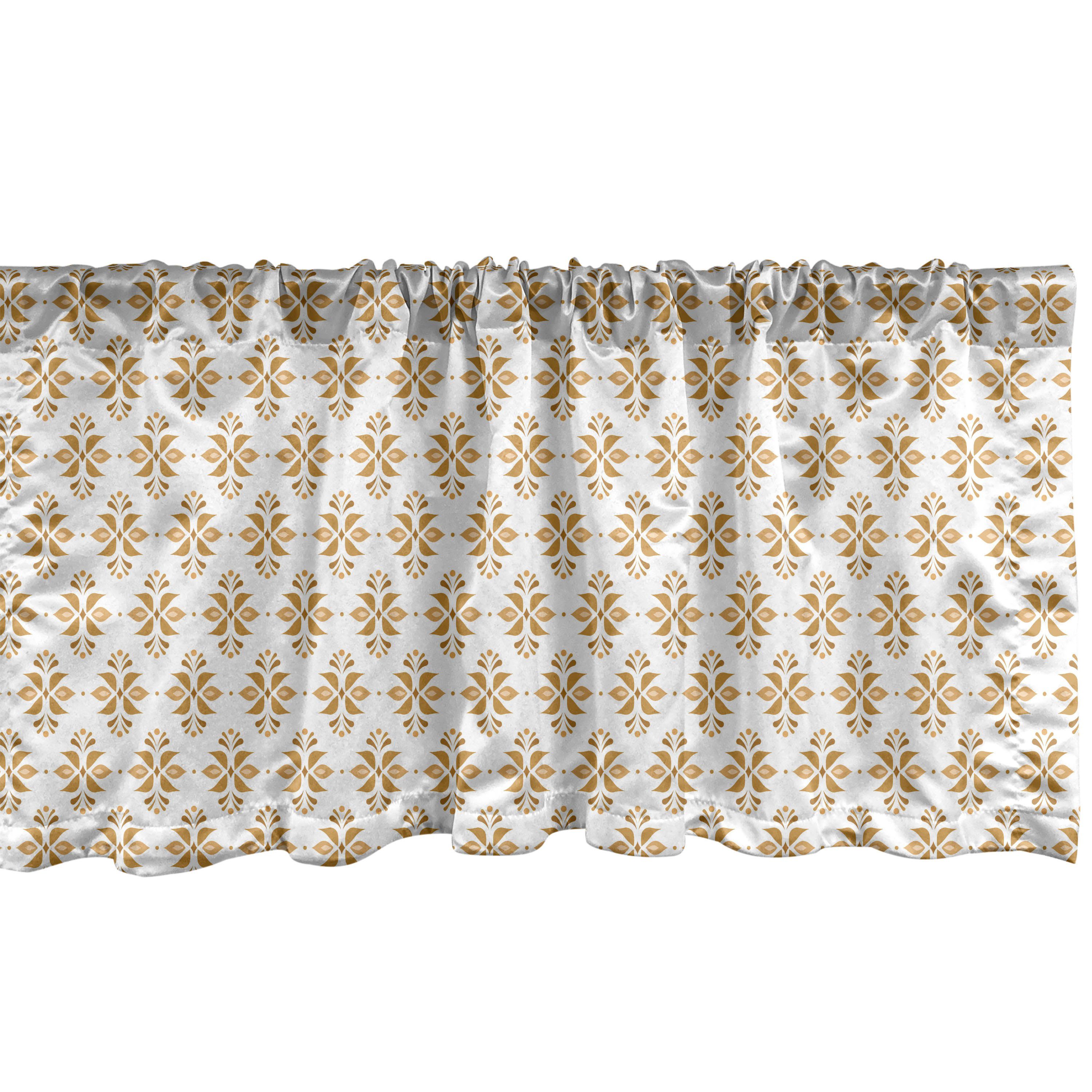 Scheibengardine Dekor Volant Microfaser, Schlafzimmer Damast-Art-Motiv Vorhang Küche für mit Blumen Stangentasche, Abakuhaus,