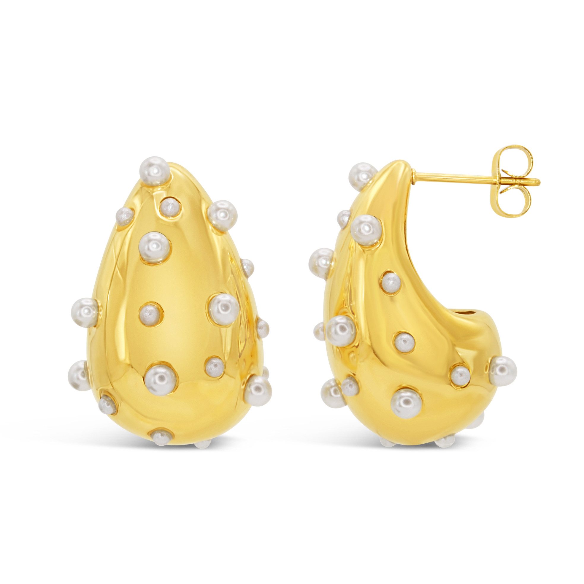 Edle Ohrstecker im waterdrop Design mit Perlen CALIFORNIA DREAMIN 18K-doppelt vergoldet