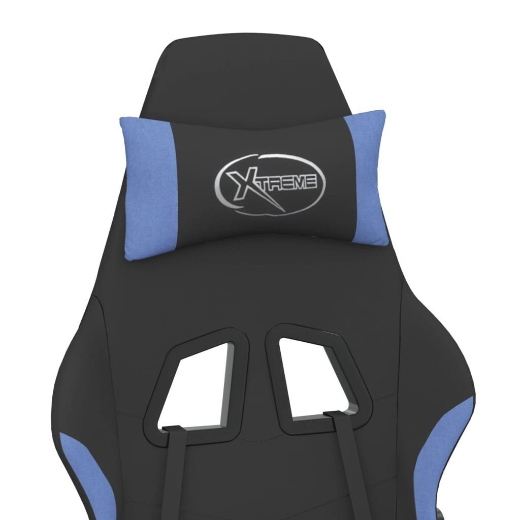 furnicato Gaming-Stuhl Stoff und (1 Schwarz St) & Massage Fußstütze mit Blau
