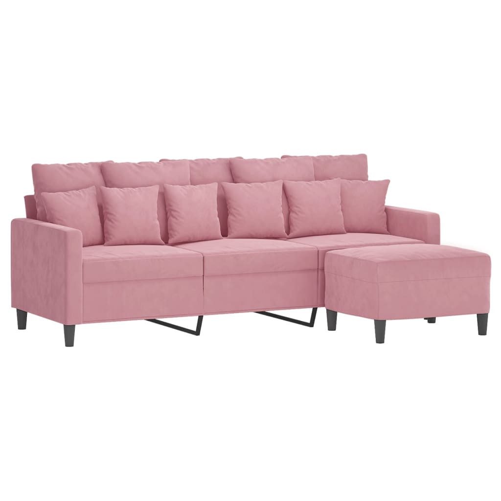 vidaXL Sofa 3-Sitzer-Sofa mit Hocker Rosa günstig online kaufen