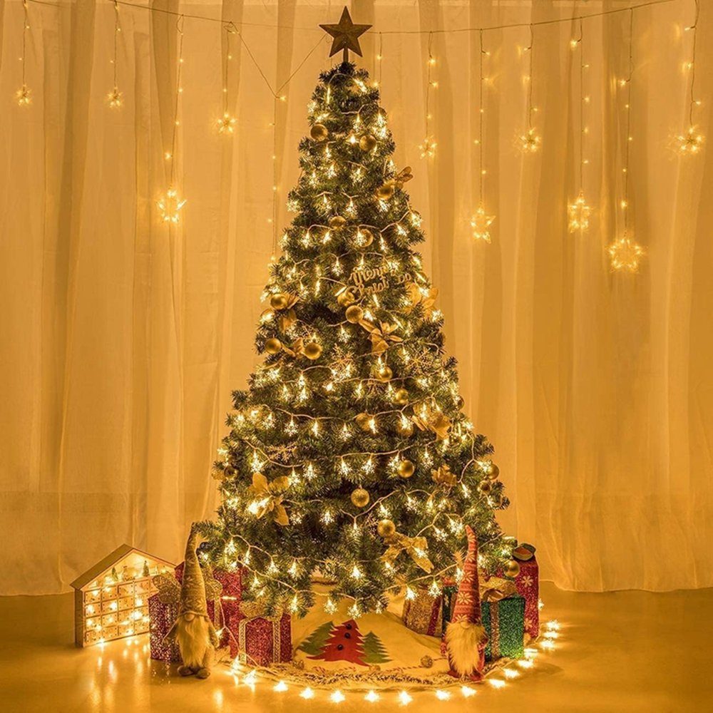 DAYUT Weihnachtsbaumkugel Weihnachtsdekoration, Schnee Lichterketten 6m