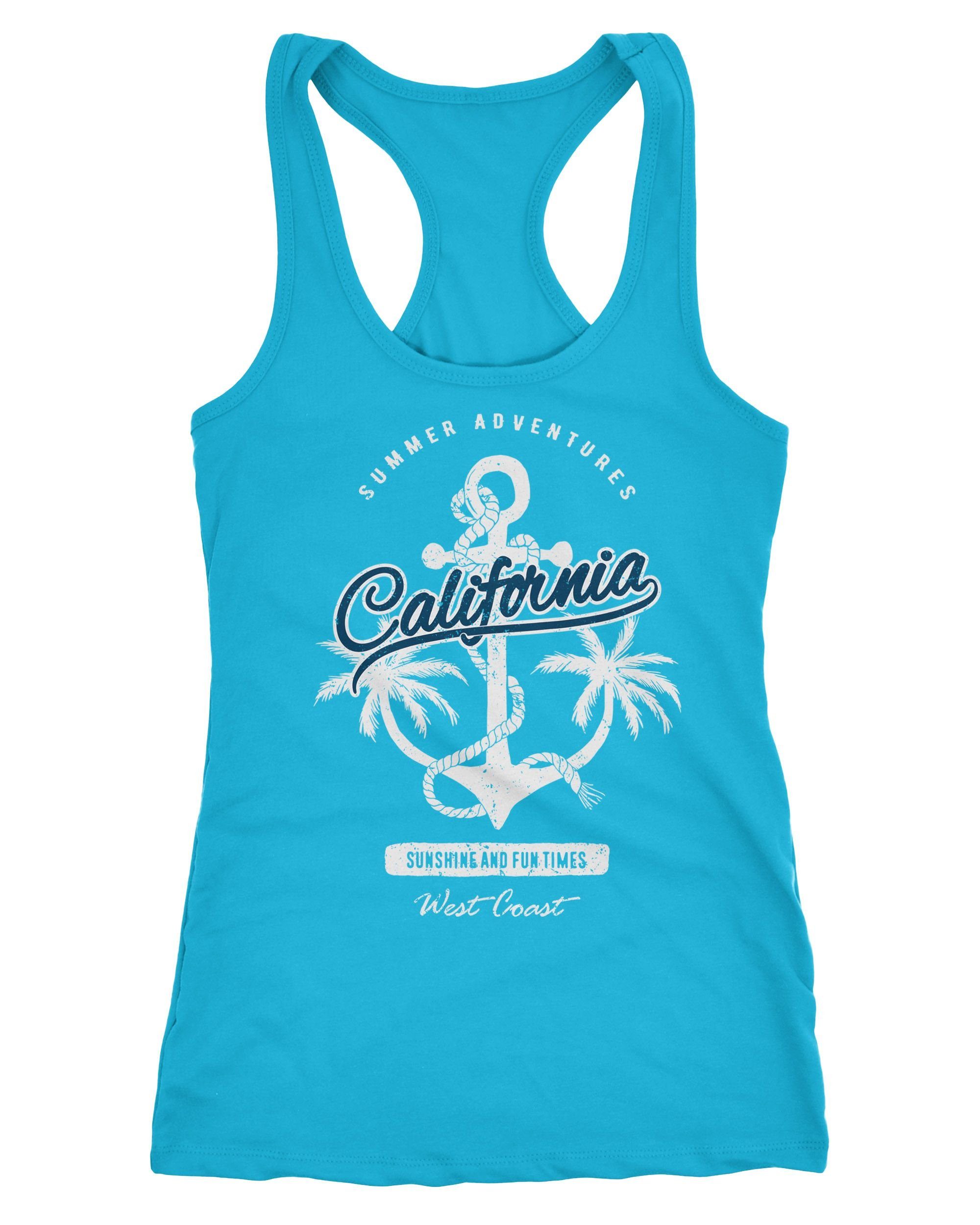 Neverless Tanktop Damen Tank-Top Anker Palmen Anchor Palms Racerback Baumwolle Slim Fit