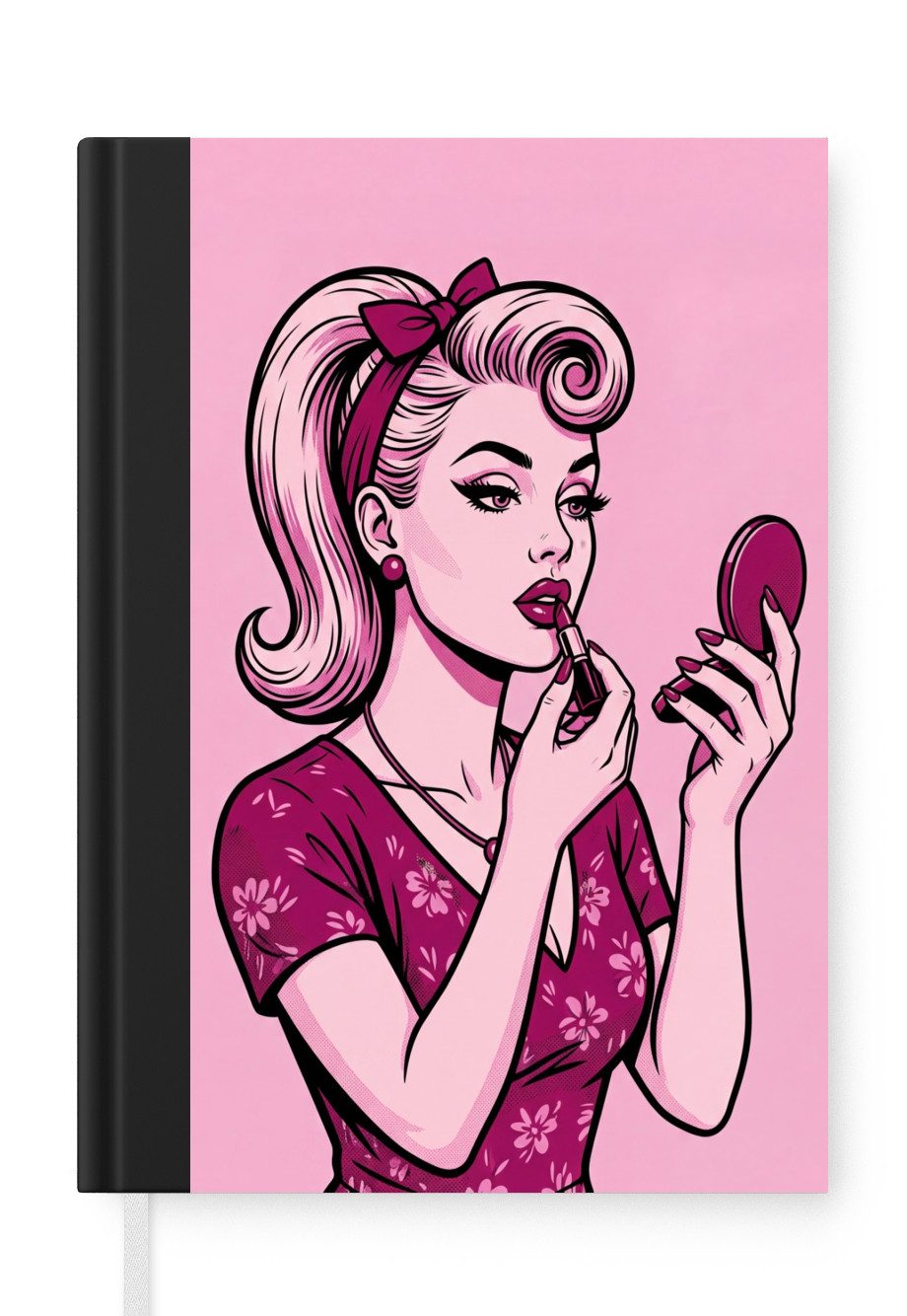 MuchoWow Notizbuch Vintage - Frau - Rosa, Notebook, Notizblock a5, Tagebuch, Journal Liniert