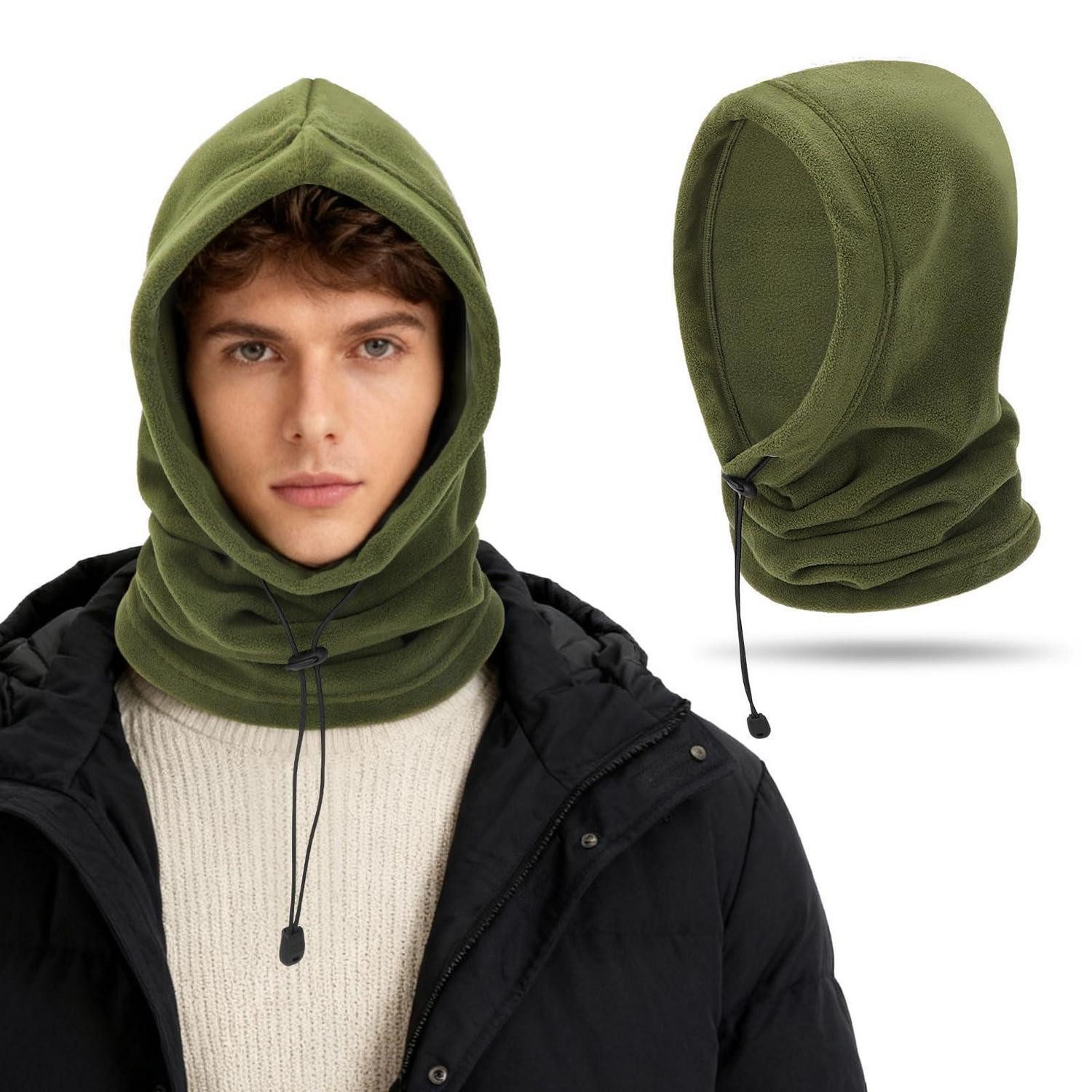 LuxusKollektion Sturmhaube Sturmhaube Fleece Thermo Halswärmer Mütze Herren Damen Grün