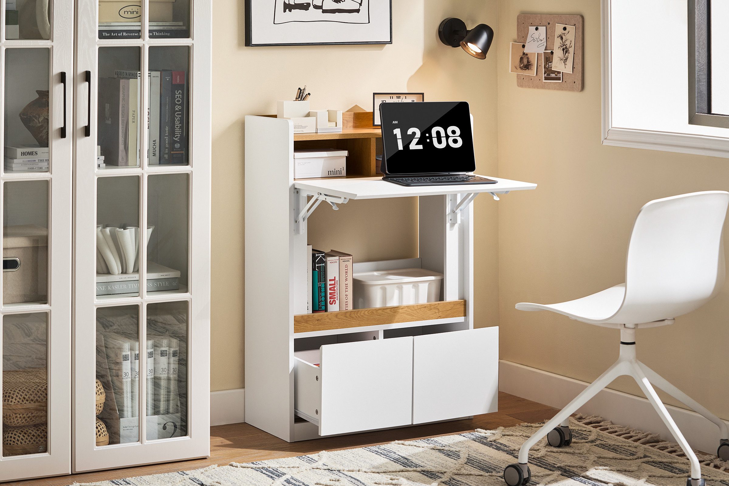 SoBuy Regal-Schreibtisch FWT109, Gaming Tisch Kleiner Computertisch Bürotisch für Homeoffice, Schreibtisch klappbar Computertisch mit Ablagen Arbeitstisch – Bild 5 von 5