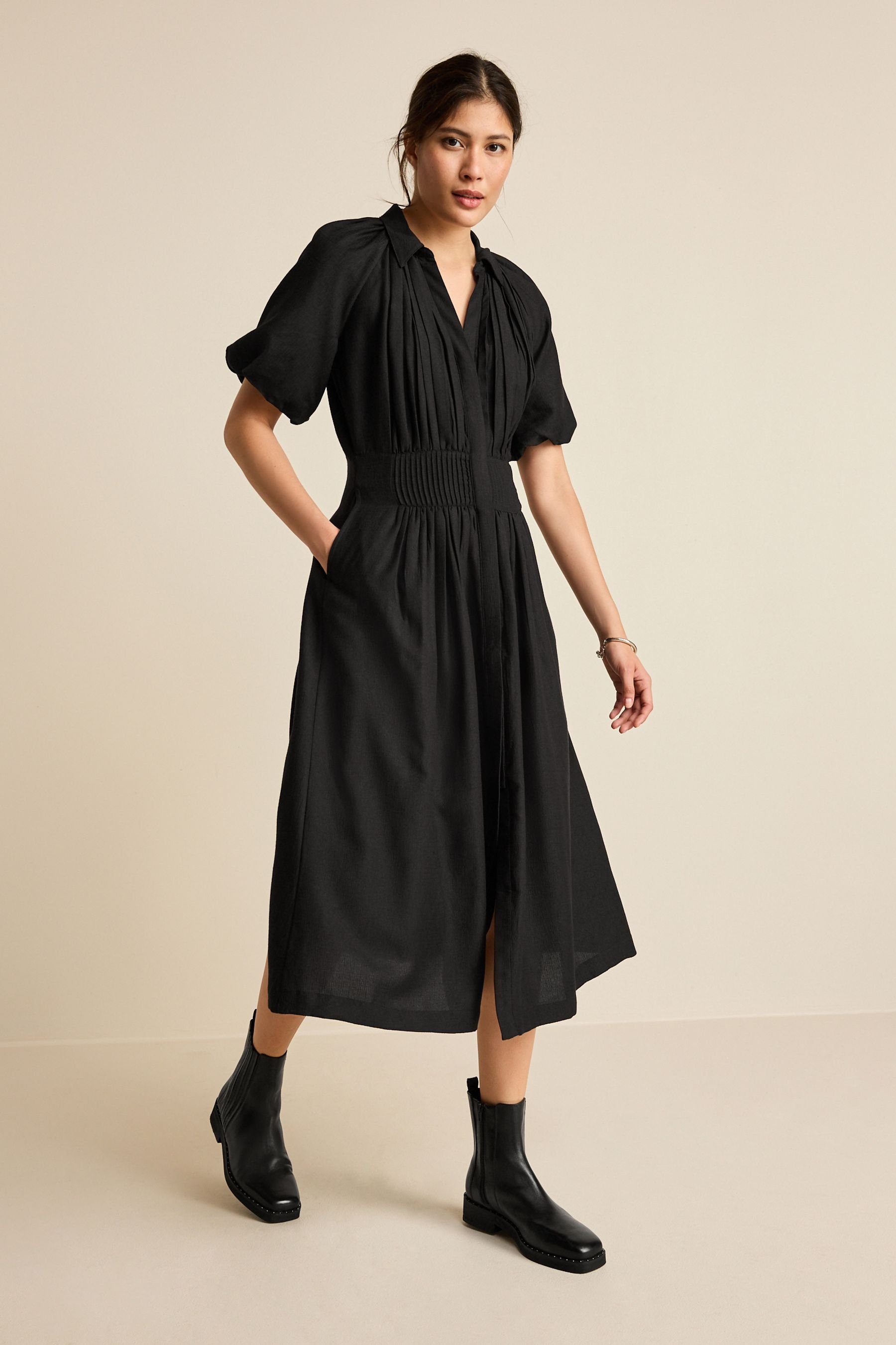 Next Midikleid Midikleid mit Puffärmeln (1-tlg)
