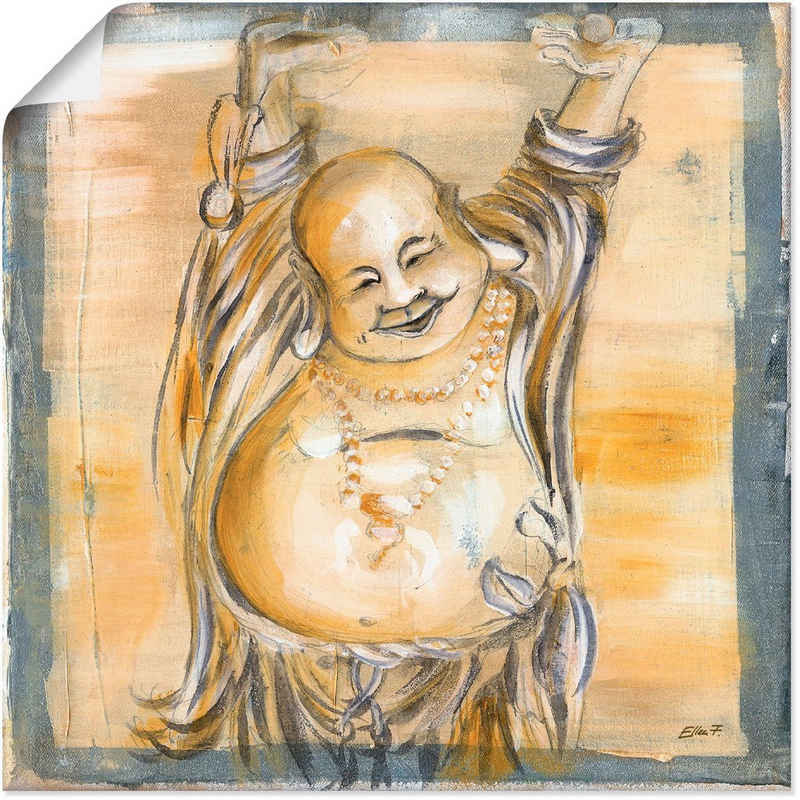 Artland Wandbild »Fröhlicher Buddha II«, Religion (1 St), in vielen Größen & Produktarten - Alubild / Outdoorbild für den Außenbereich, Leinwandbild, Poster, Wandaufkleber / Wandtattoo auch für Badezimmer geeignet