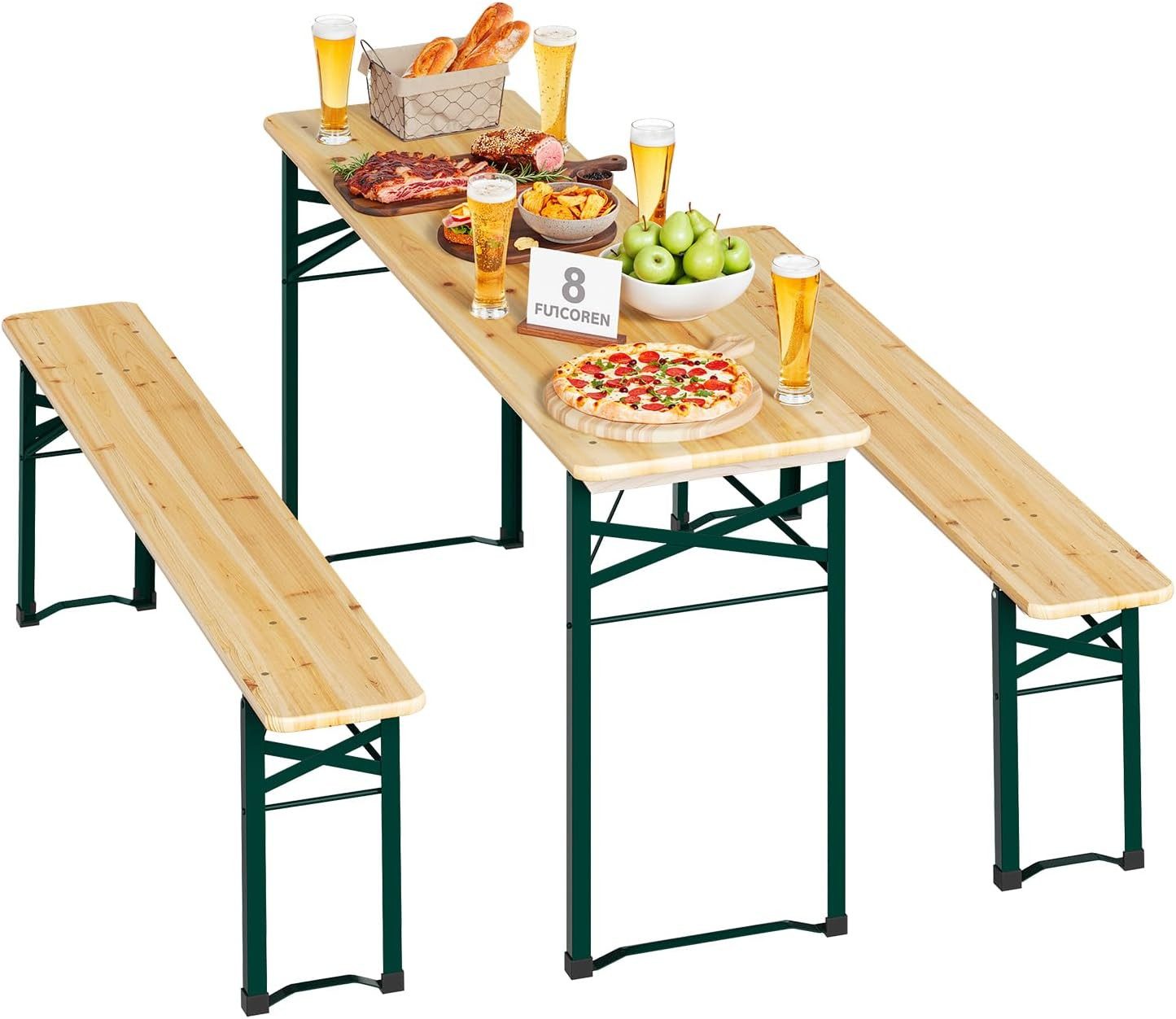 Woltu Bierzeltgarnitur, (3-tlg), Klappbar, 3-teilig Biertisch & 2 Bierbank, Gartenmöbel Set, wetterfest