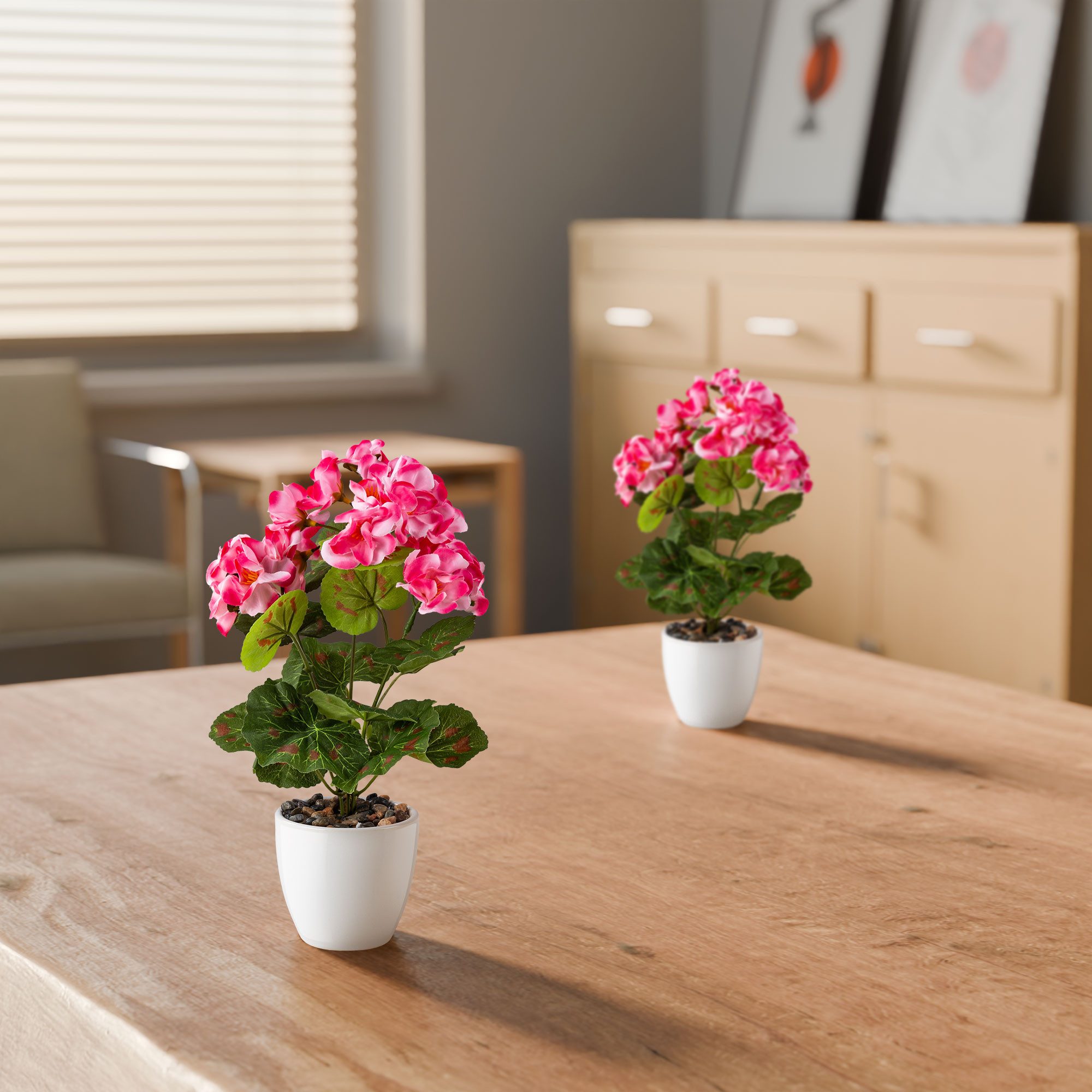 Kunstblume Kunstblumen im Topf, Künstliche Blumen wie echt, Deko Blumen Geranie, Kamelie, Orchidee, Azalee, Veilchen, PASCH, Hochwertiger Keramiktopf