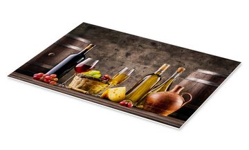 Posterlounge Forex-Bild Editors Choice, Wein, Trauben, Fässer und Käse, Küche Rustikal Fotografie