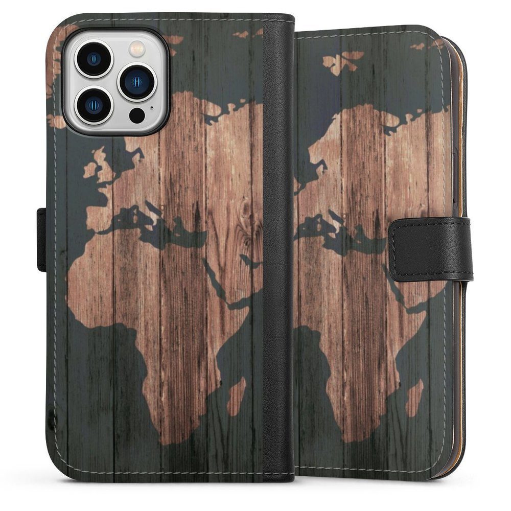 Handyhülle Für IPhone 12 Mini – Weltkarte Aquarell Schwarz, Stoßfest Mit Polycarbonat & TPU