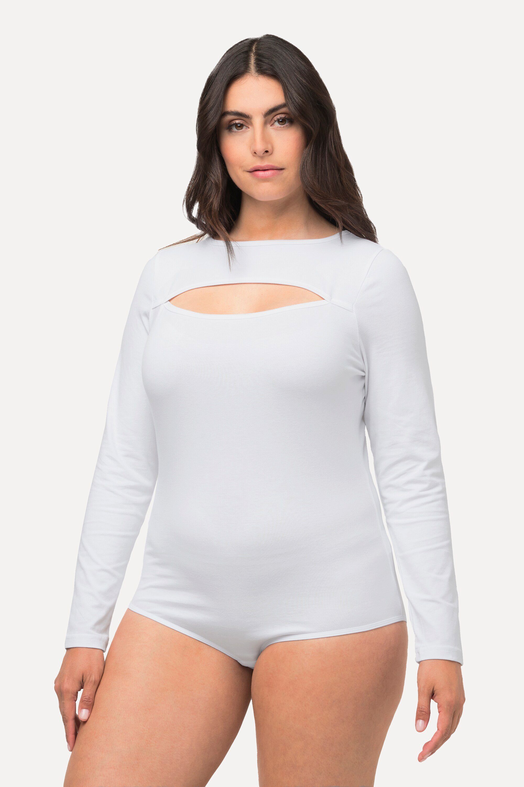 Ulla Slim Cut-Out Body Body Langarm schneeweiß Popken