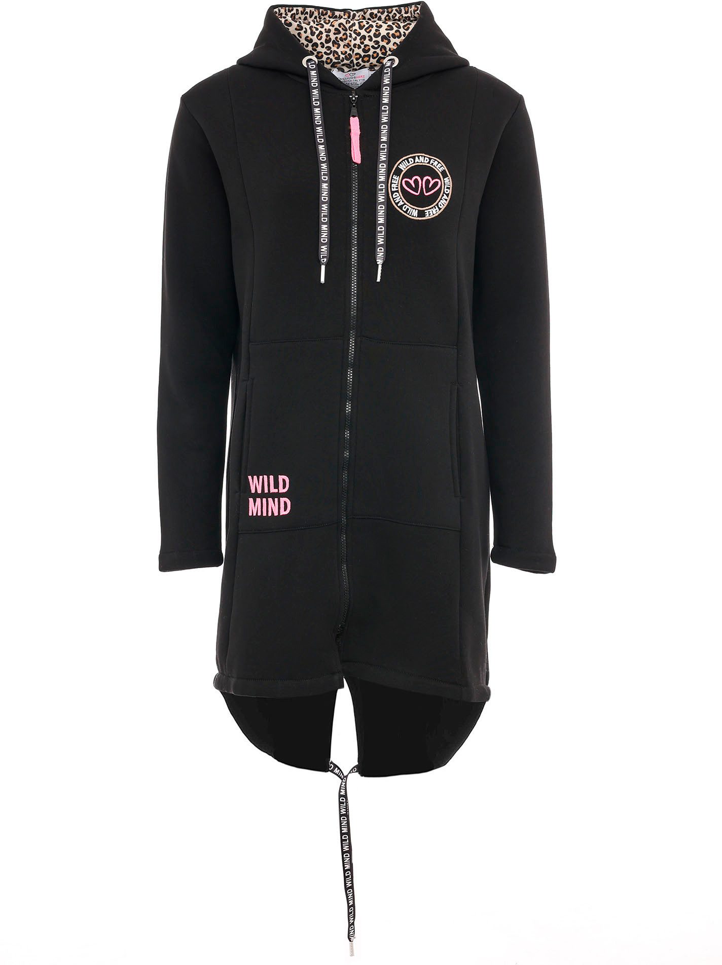 Zwillingsherz Jerseymantel "Wild Strong Free" mit Kapuze, Taschen, Front und Backmotiv Wild Strong Free – Bild 3 von 5