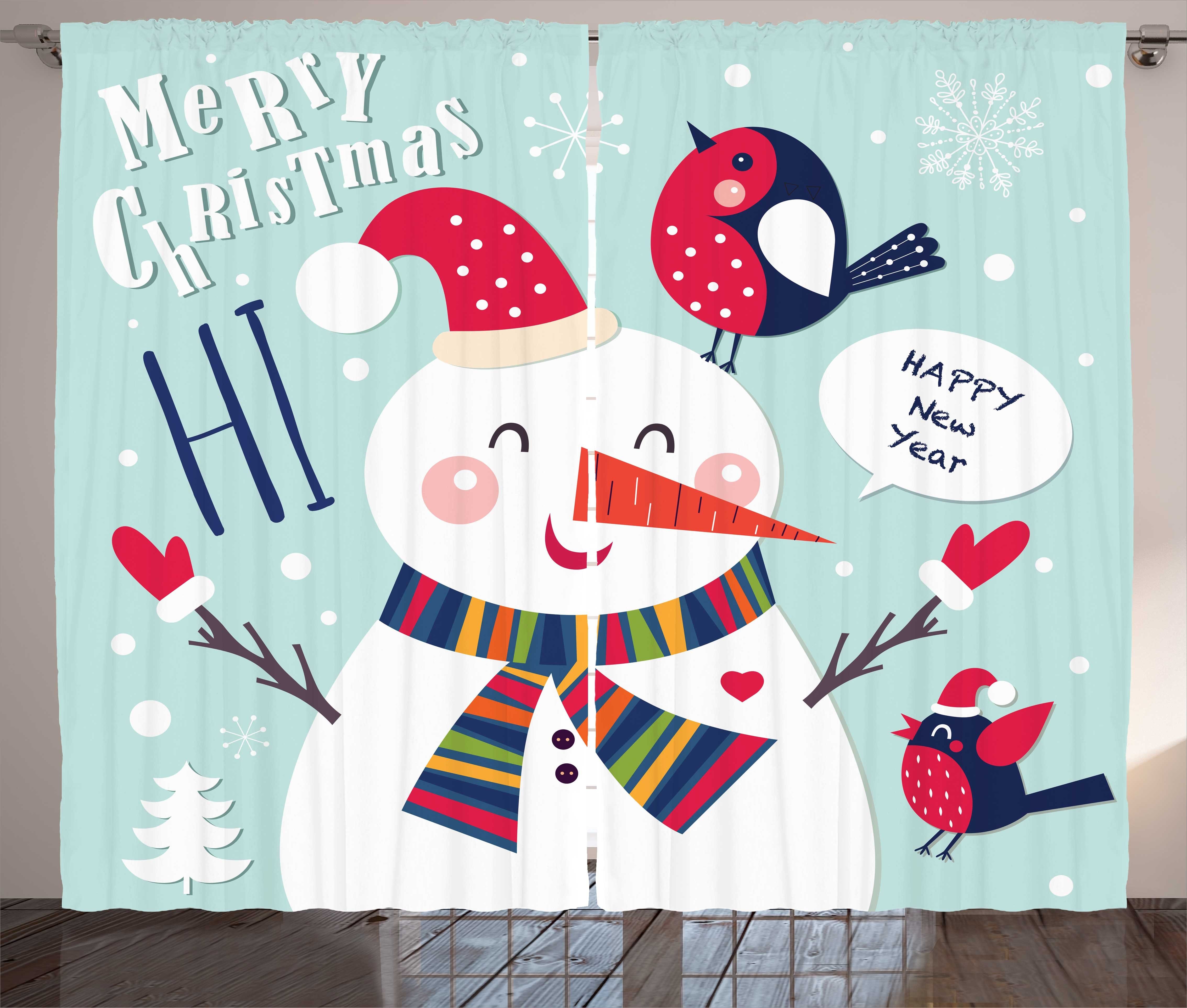 mit Abakuhaus, Weihnachten Schnee Weihnachten und Schlafzimmer Vogel Kräuselband Theme Vorhang Gardine Schlaufen Haken,