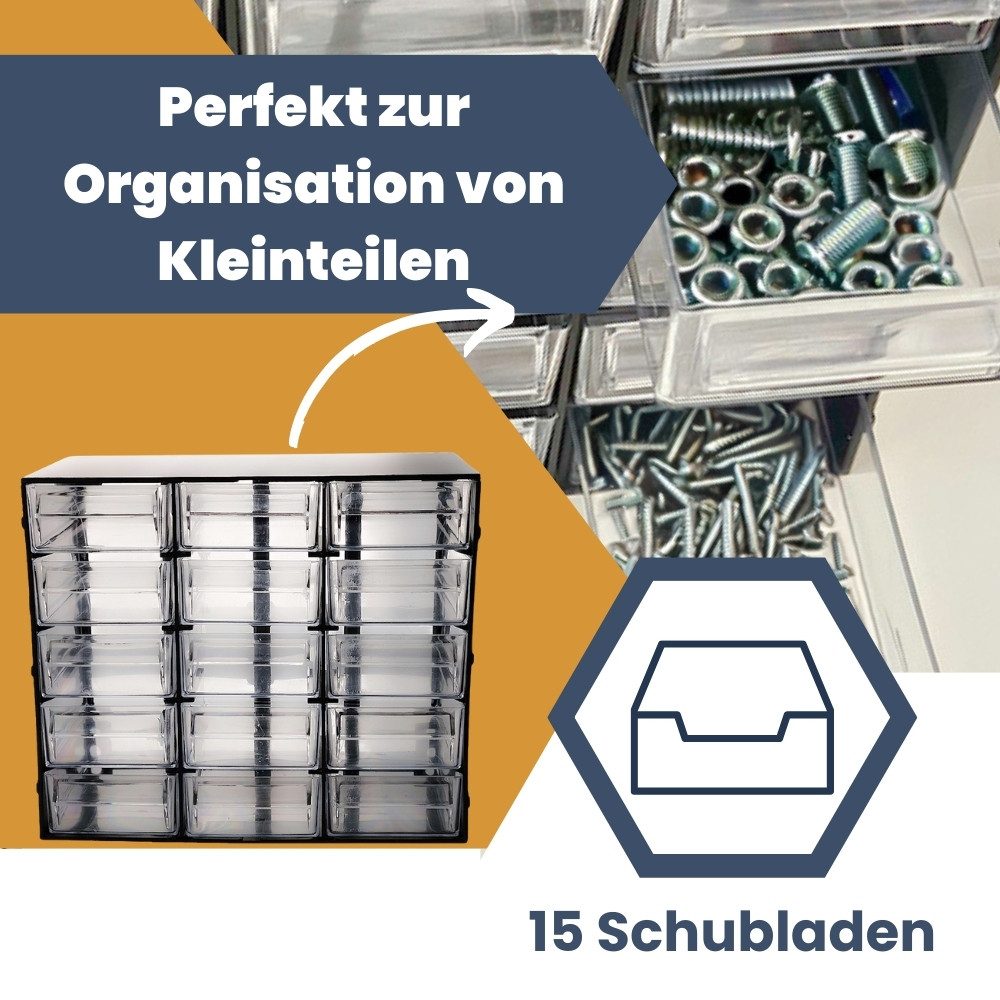 GarPet Sortimentskasten 2er Set Sortimentskasten 15 Fach Sortier Box Kleinteile Organizer