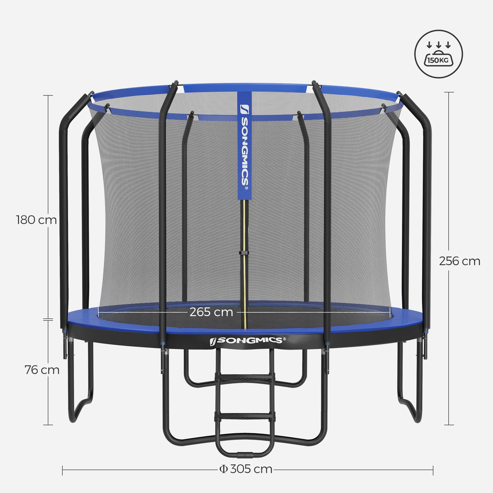 SONGMICS Gartentrampolin Ø 305/366 cm Trampolin, Ø 305 cm, gepolstertes Gestell