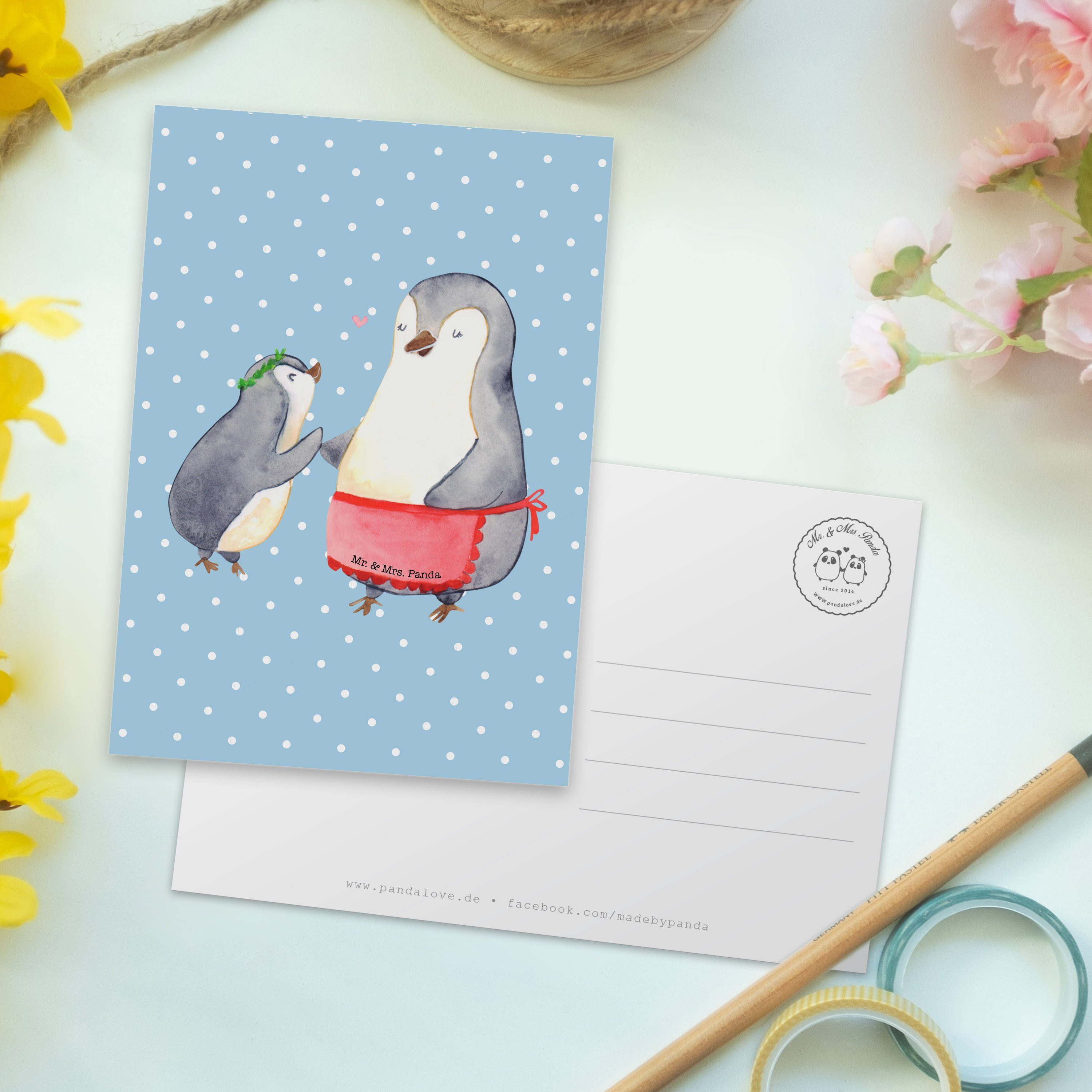 mit Postkarte Pastell Mr. Geschenk, Geburtstagskarte, - Kind Panda & Pinguin Mrs. Oma, - Blau Va