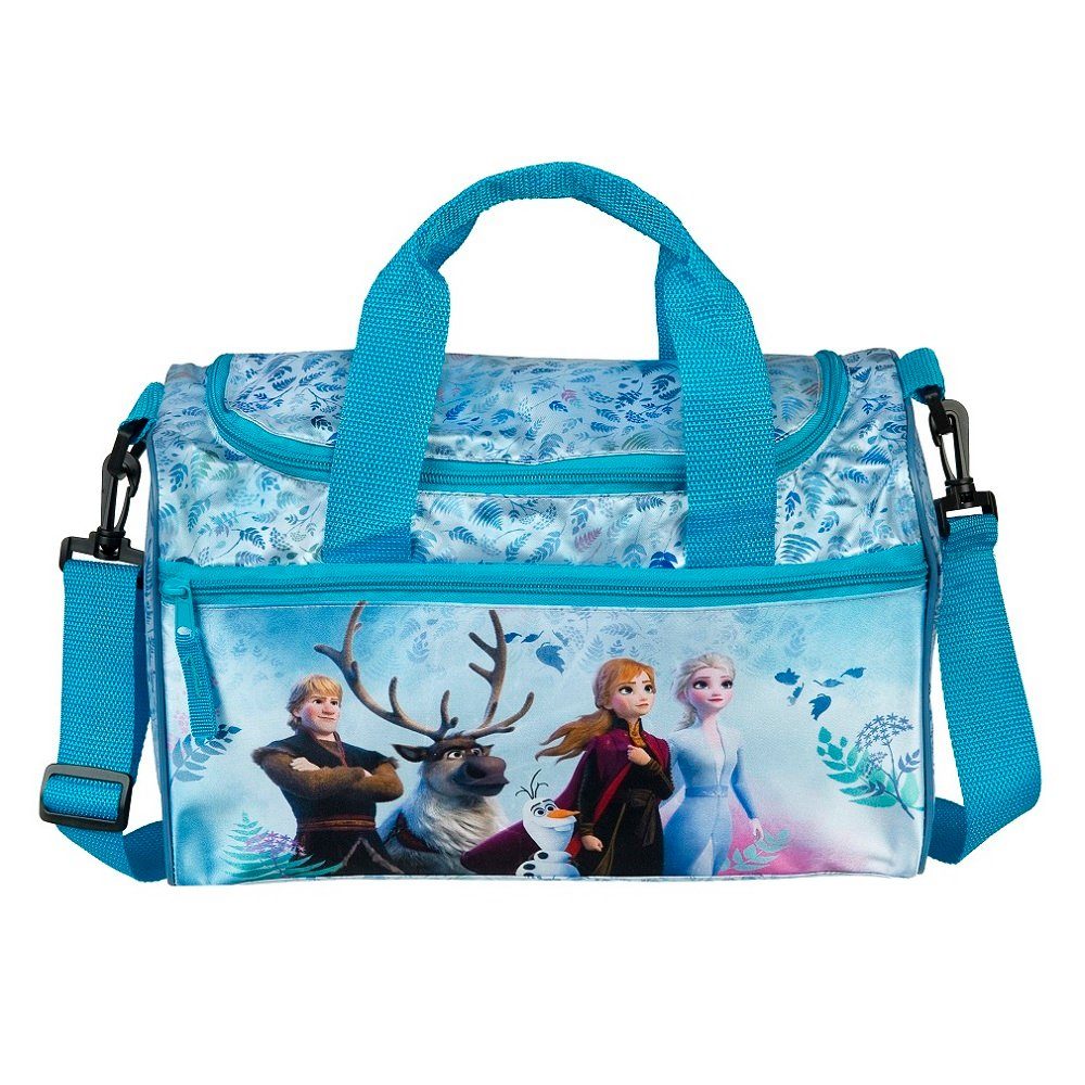 Familando Sporttasche Frozen, Tasche Hellblau mit Disney Eiskönigin Motiv, mit verstellbaren Schulterriemen
