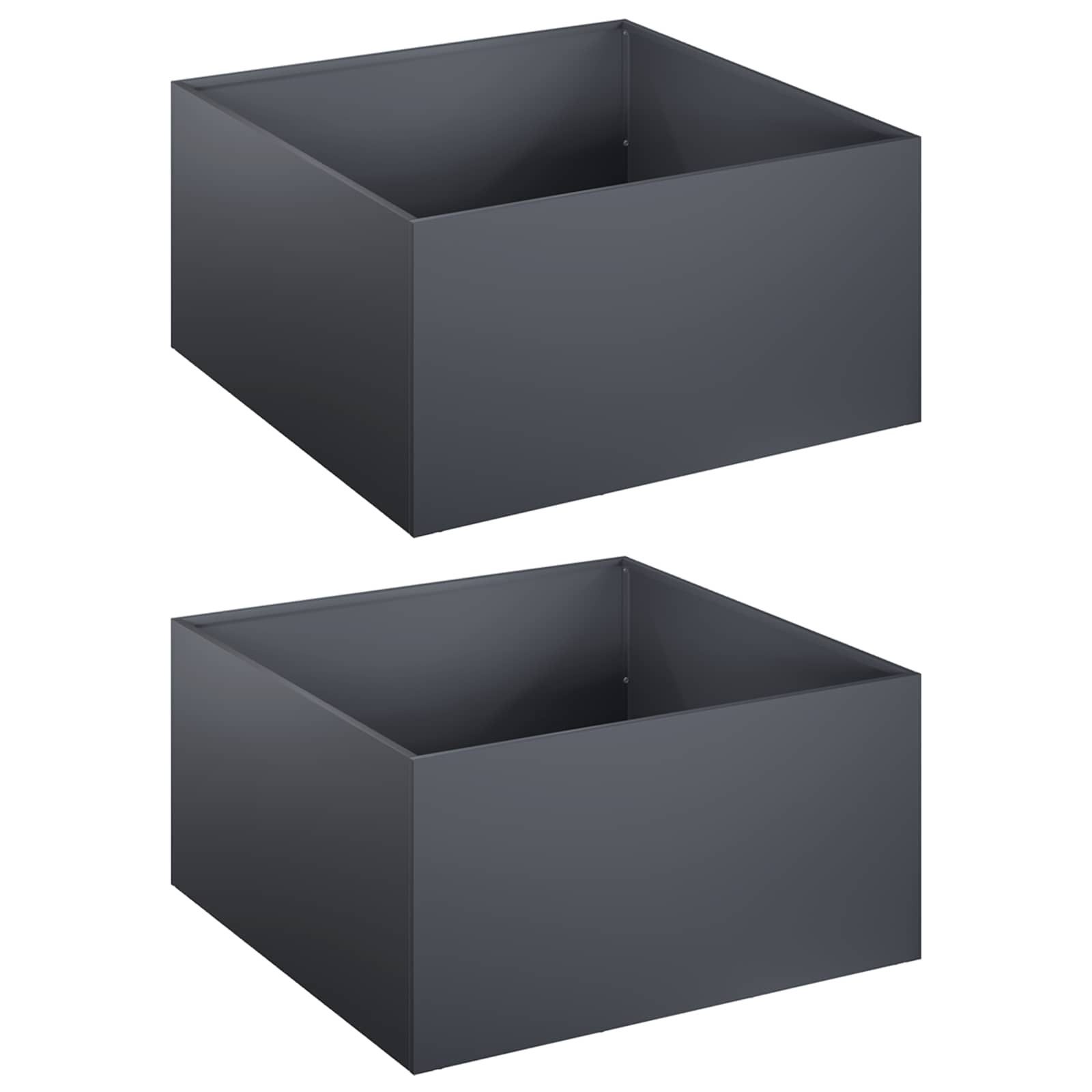 vidaXL Blumentopf Garten-Pflanzgefäß 2 stk. Anthrazit 40 x 40 x 30 cm (2 St)