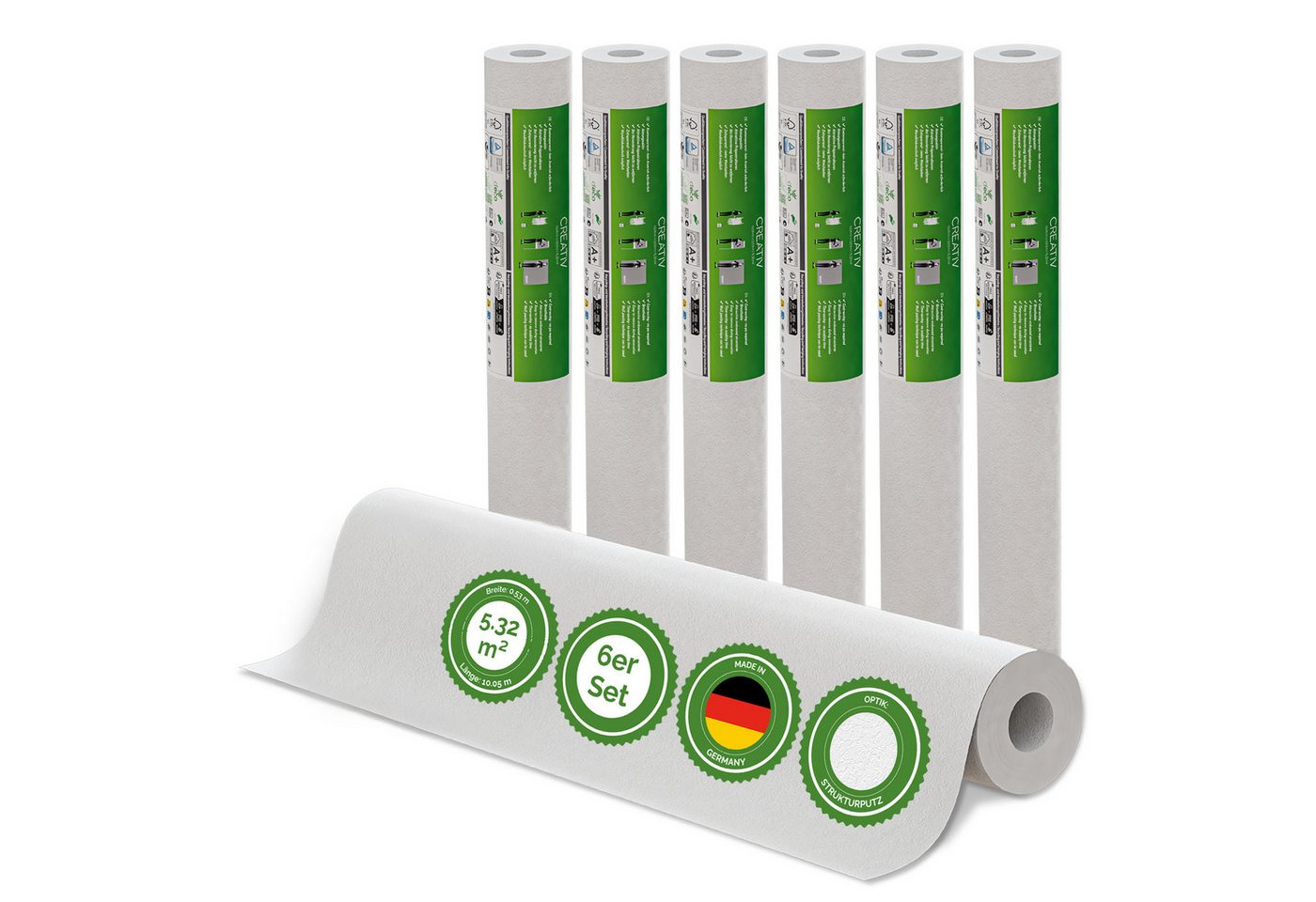 Veluxis Vliestapete Veluxis® Premium Vliestapete Creative, uni, Überstreichbar, atmungsaktiv & hochwertig - Wandtapete Made in Germany