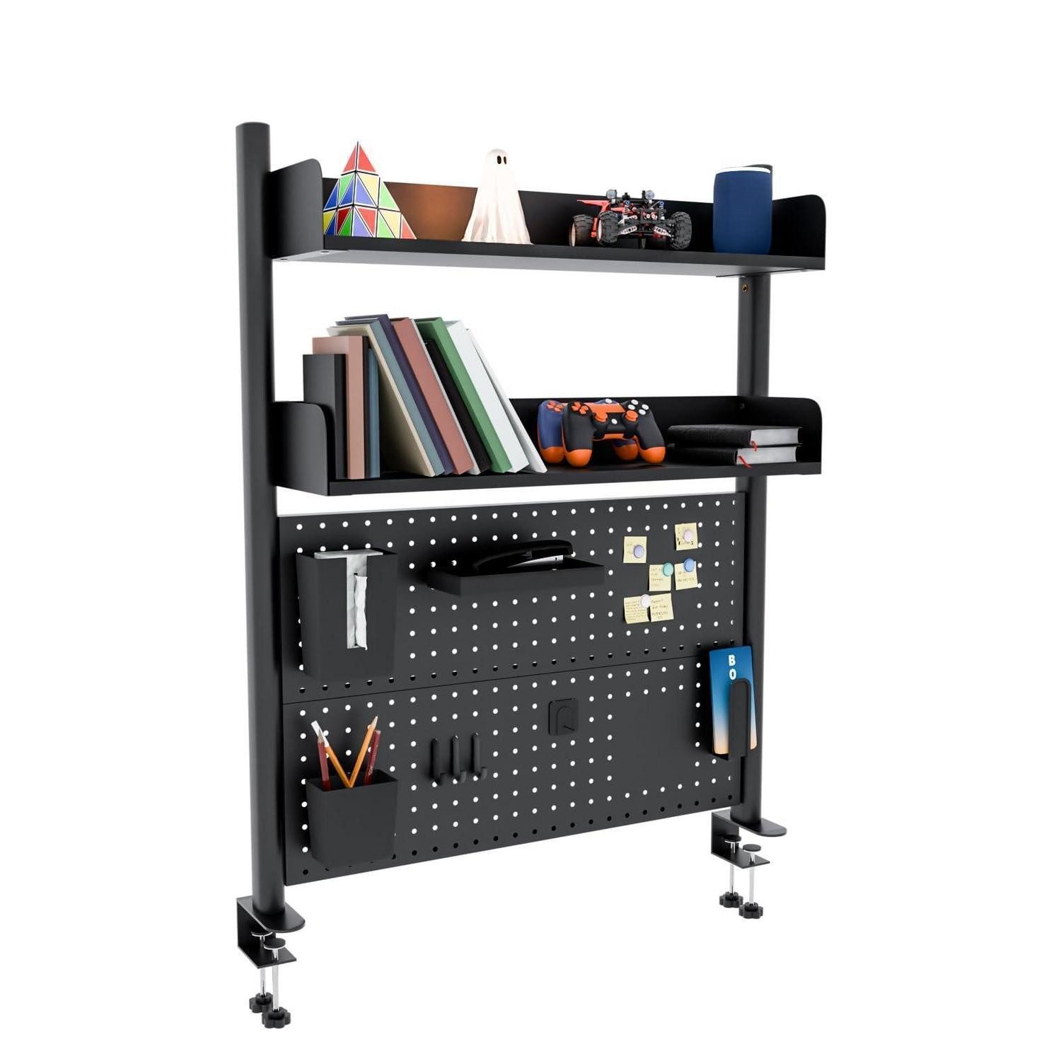 LuxusKollektion Bücherregal Schreibtischregal Klemm-On 2-Tier Schwarz 80CM, 1-tlg.