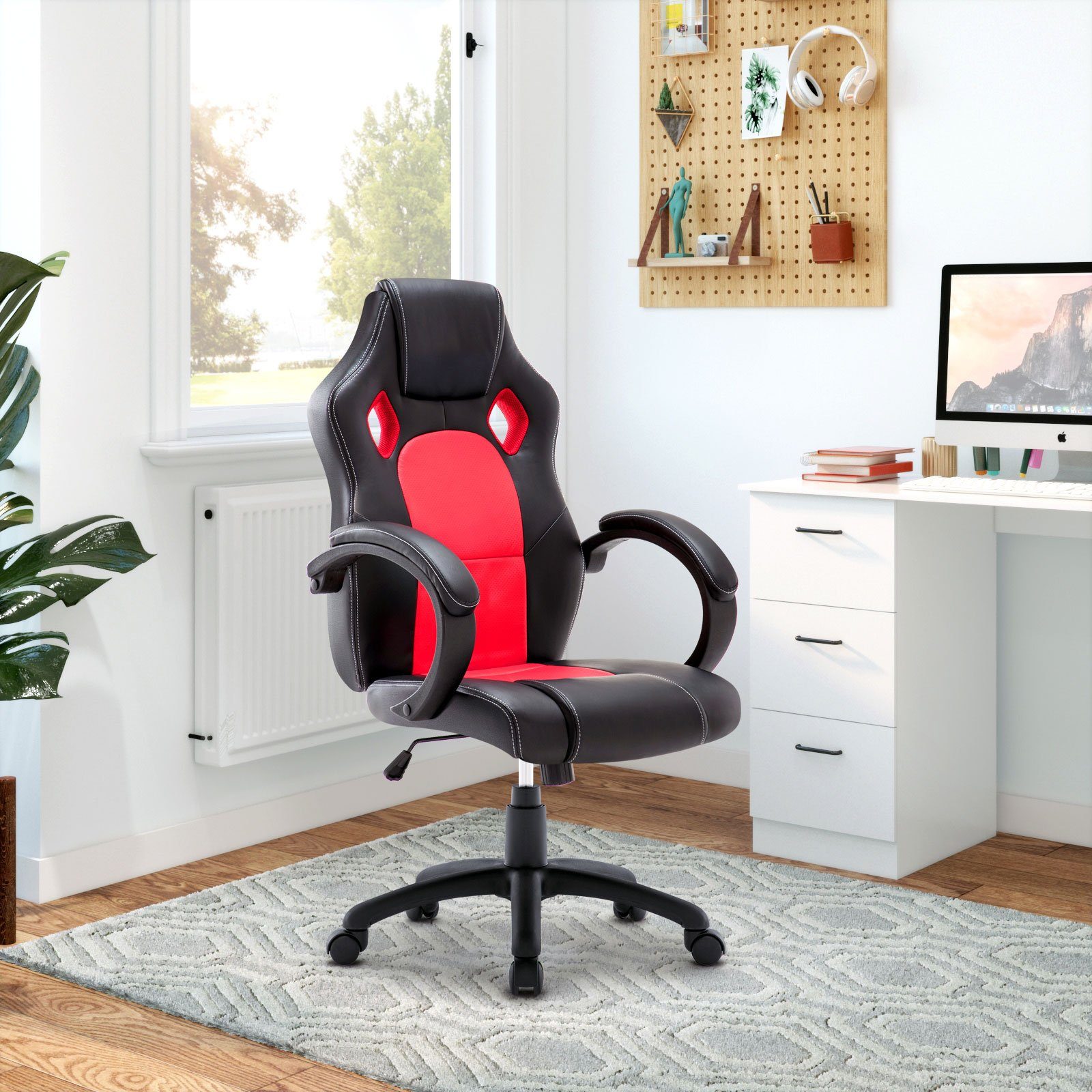 Heart Kunstleder, WM Rücken rot höhenverstellbar, Racing-Chair, hoch Intimate Chair Ergonomisch, Gaming