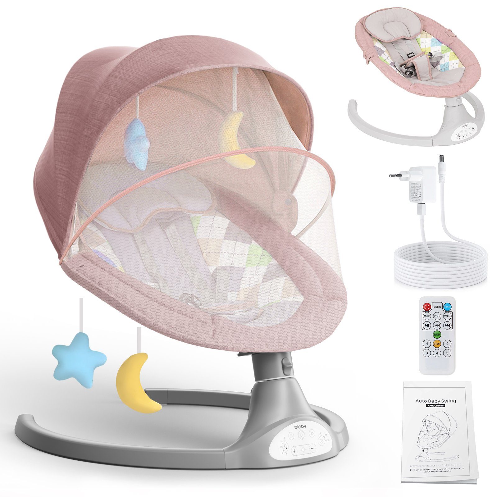 Insma Babywippe, elektrisch Babyschaukel bluetooth Musik 5 Gang 0-12 Monat günstig online kaufen