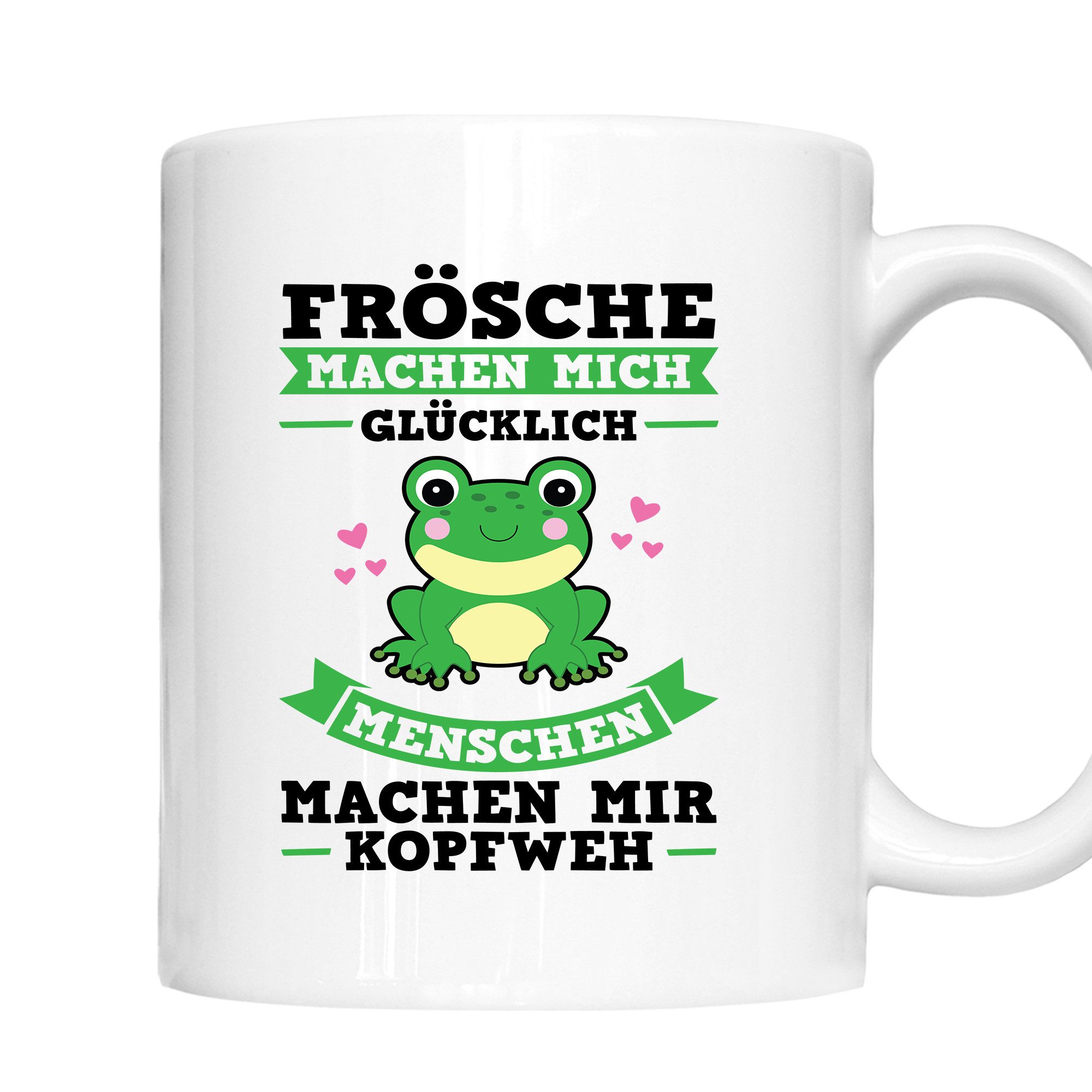 Printmacher Tasse Frösche Tasse Kaffebecher Frosch Amphibie Tiere Süß, Keramik