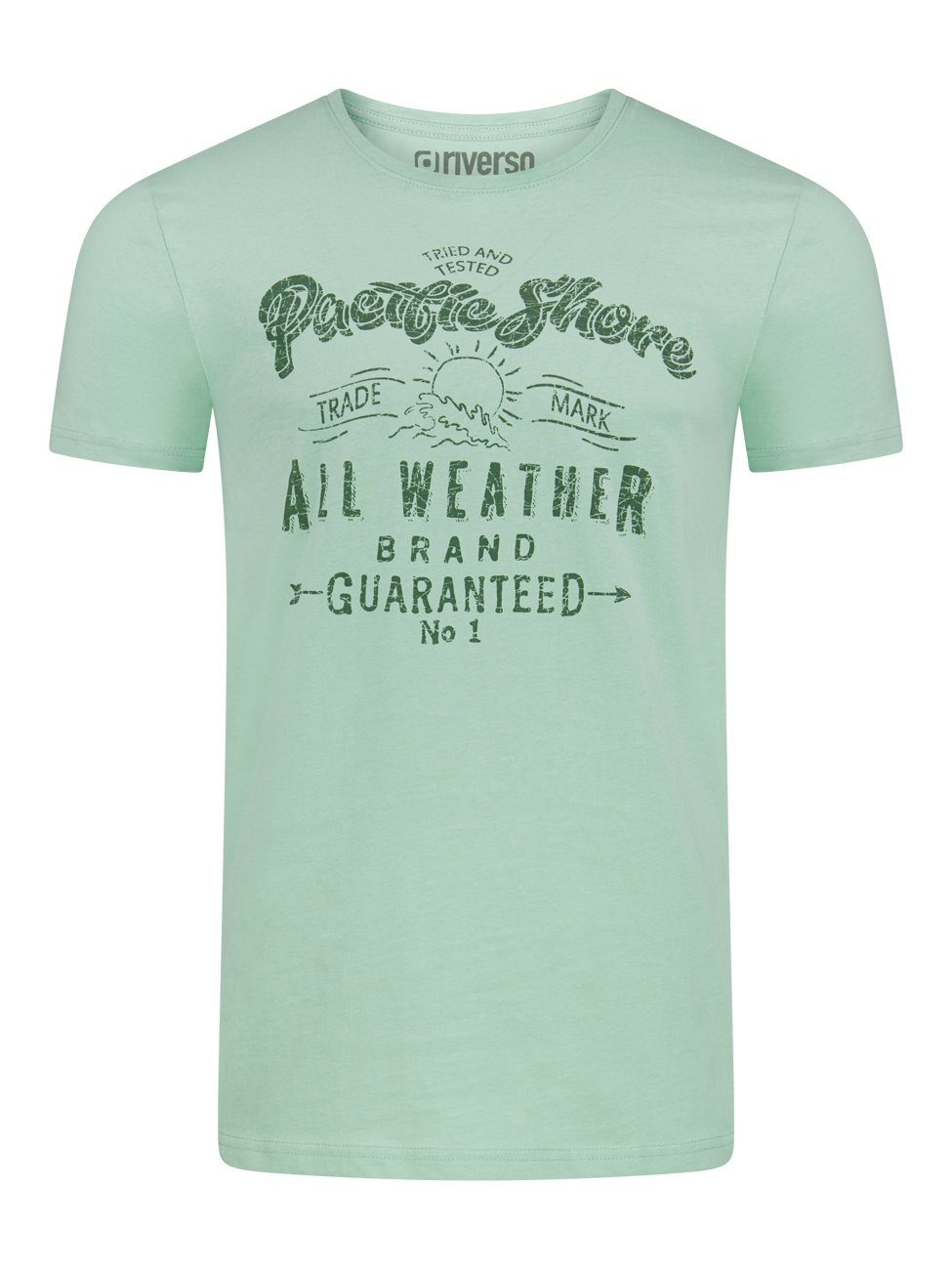 riverso T-Shirt Herren Printshirt RIVLeon Regular Fit (1-tlg) Kurzarm Tee Shirt mit Rundhalsausschnitt aus 100% Baumwolle Silt Green (E1JD)