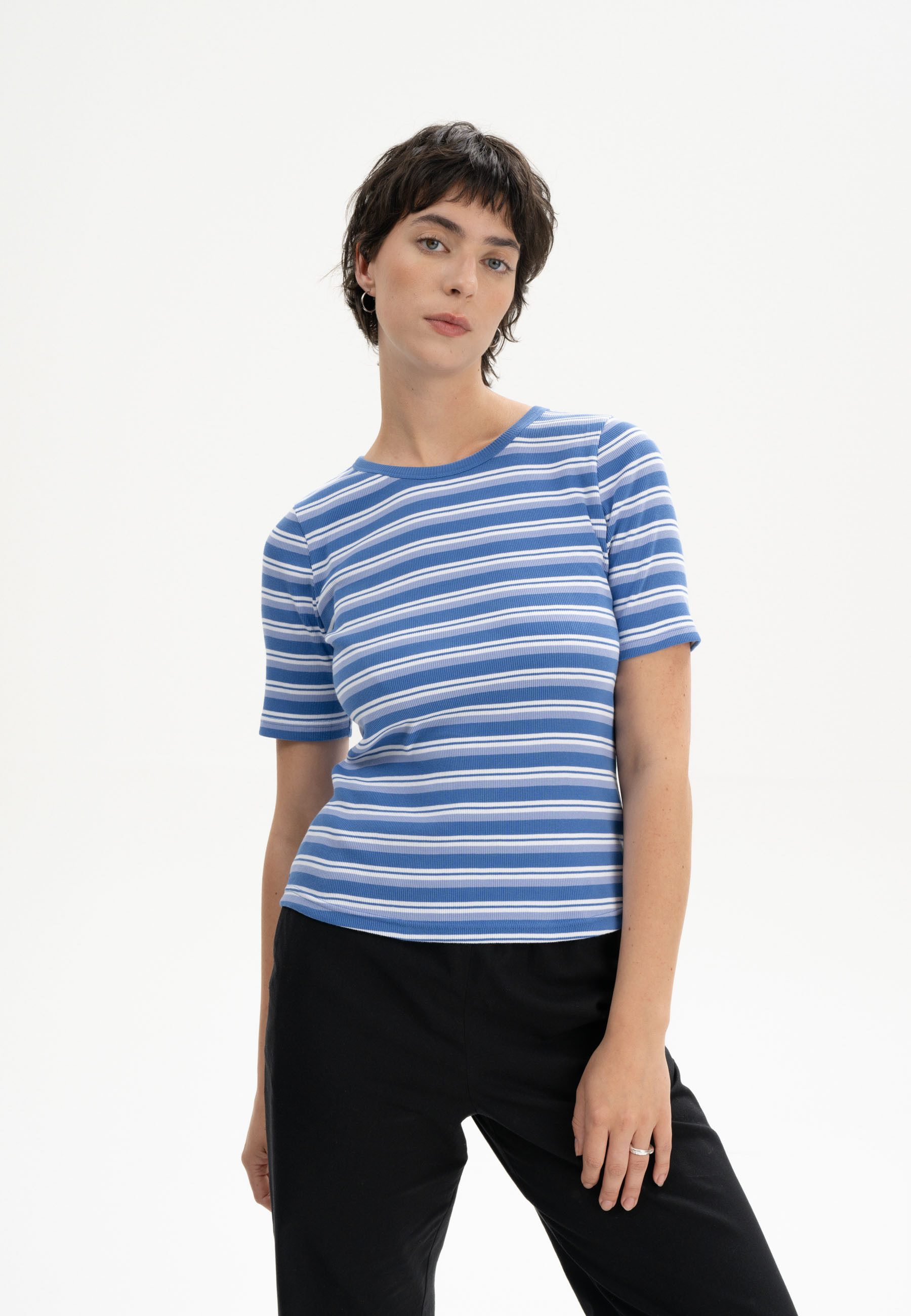 Kurzarmshirt Ripp T-Shirt Style JASLEEN