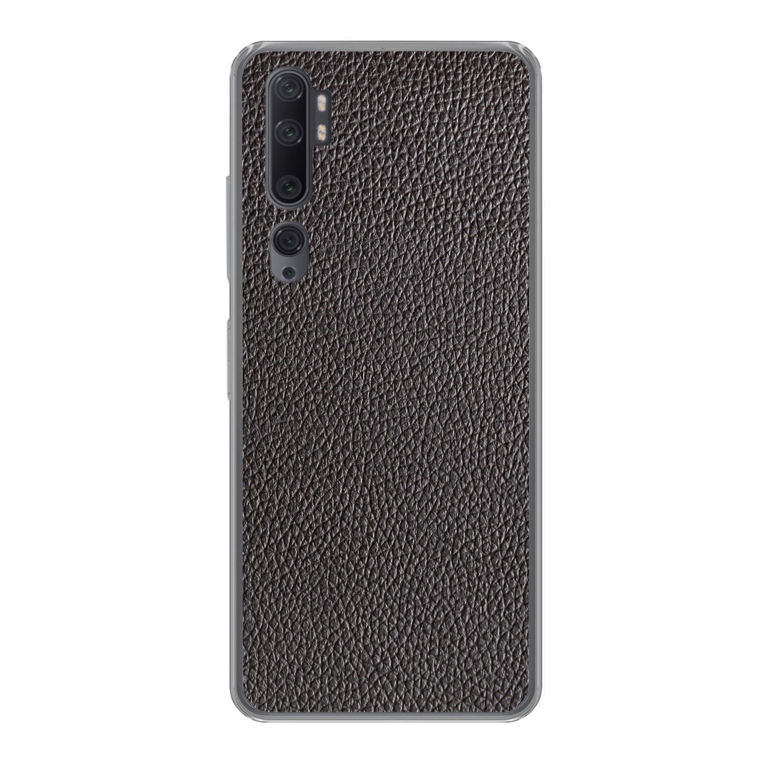 MuchoWow Handyhülle für Xiaomi Mi Note 10 Leder - Lederoptik - Schwarz - Hell