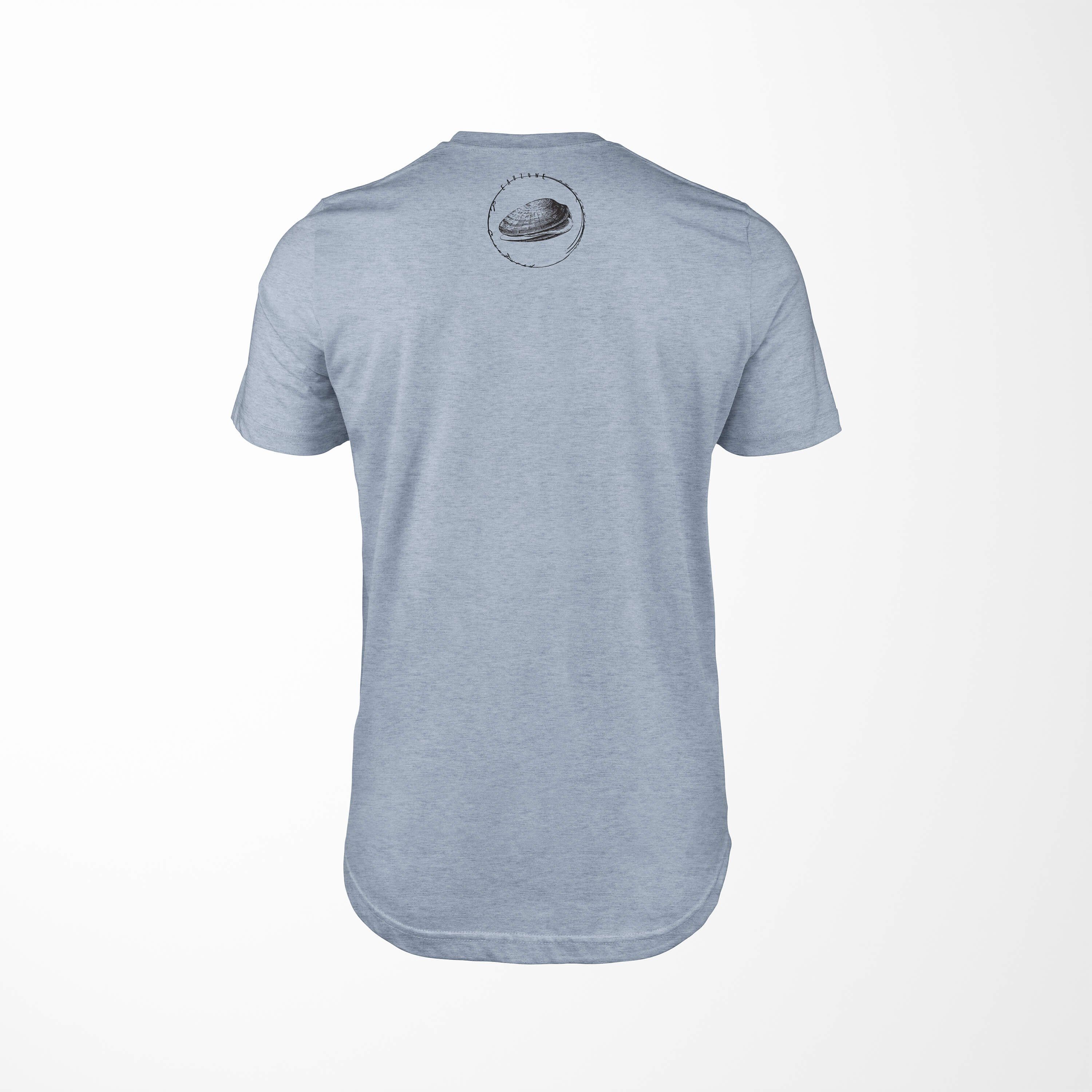 Denim / Fische - 065 und sportlicher Struktur Stonewash T-Shirt Schnitt Sea Art T-Shirt feine Sea Serie: Sinus Creatures, Tiefsee