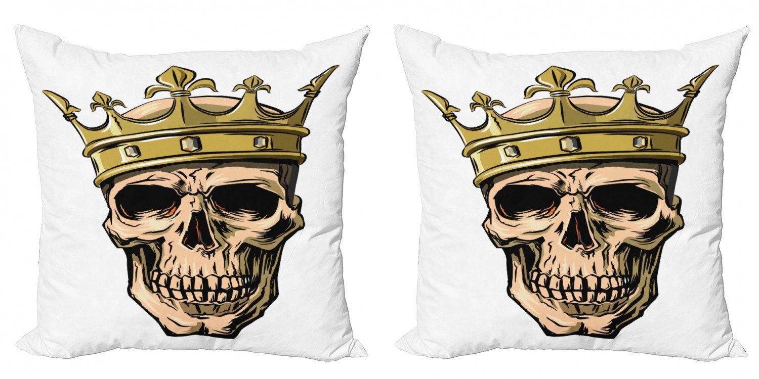 Kissenbezüge Modern Accent Doppelseitiger Digitaldruck, Abakuhaus (2 Stück), König Skeleton Kopf mit Krone