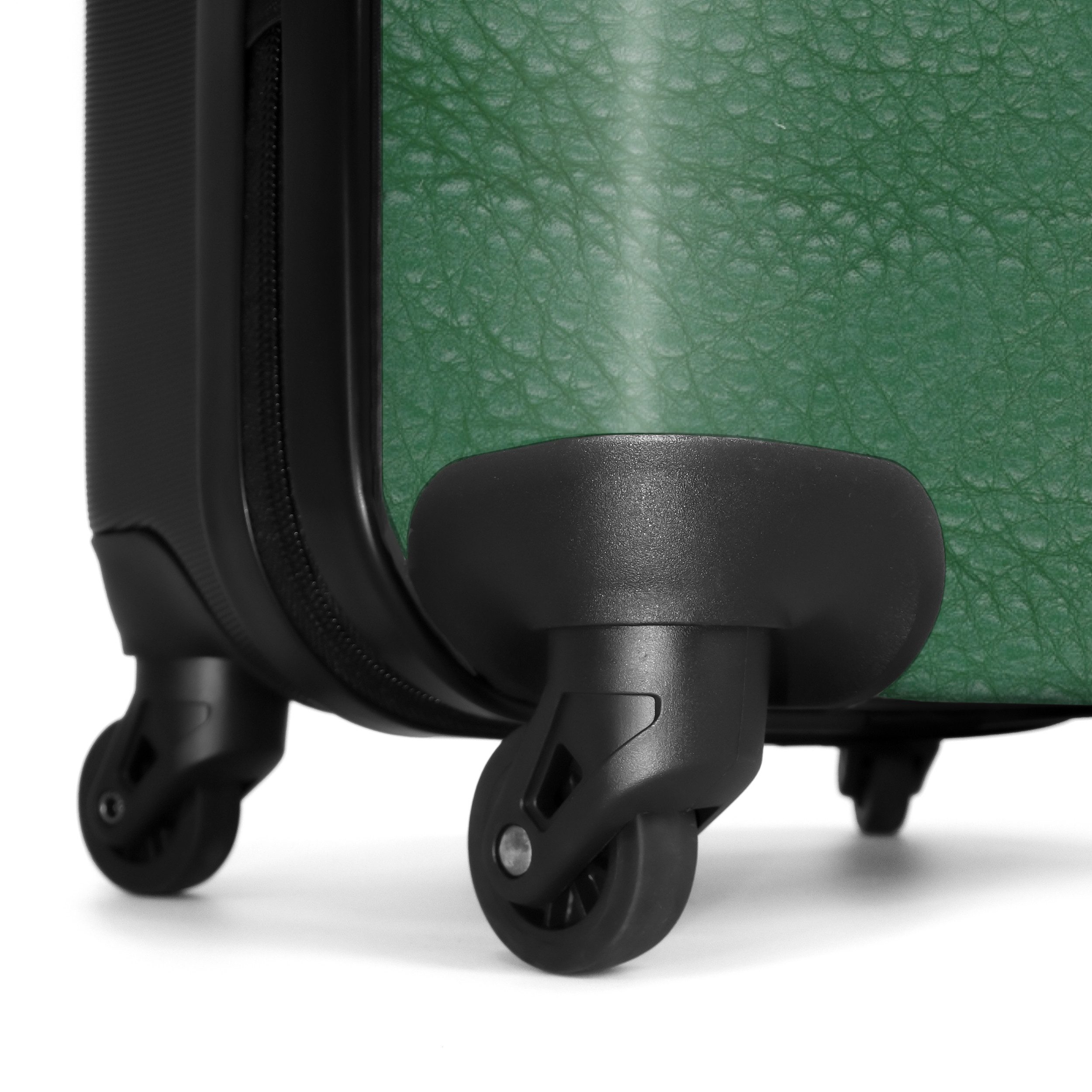 NoBoringSuitcases.com© Hartschalen-Trolley Lederoptik Farbe grün 55x35x20cm, 4 Rollen, Kinder Koffer Klein, Trolley Handgepäck, Reisekoffer