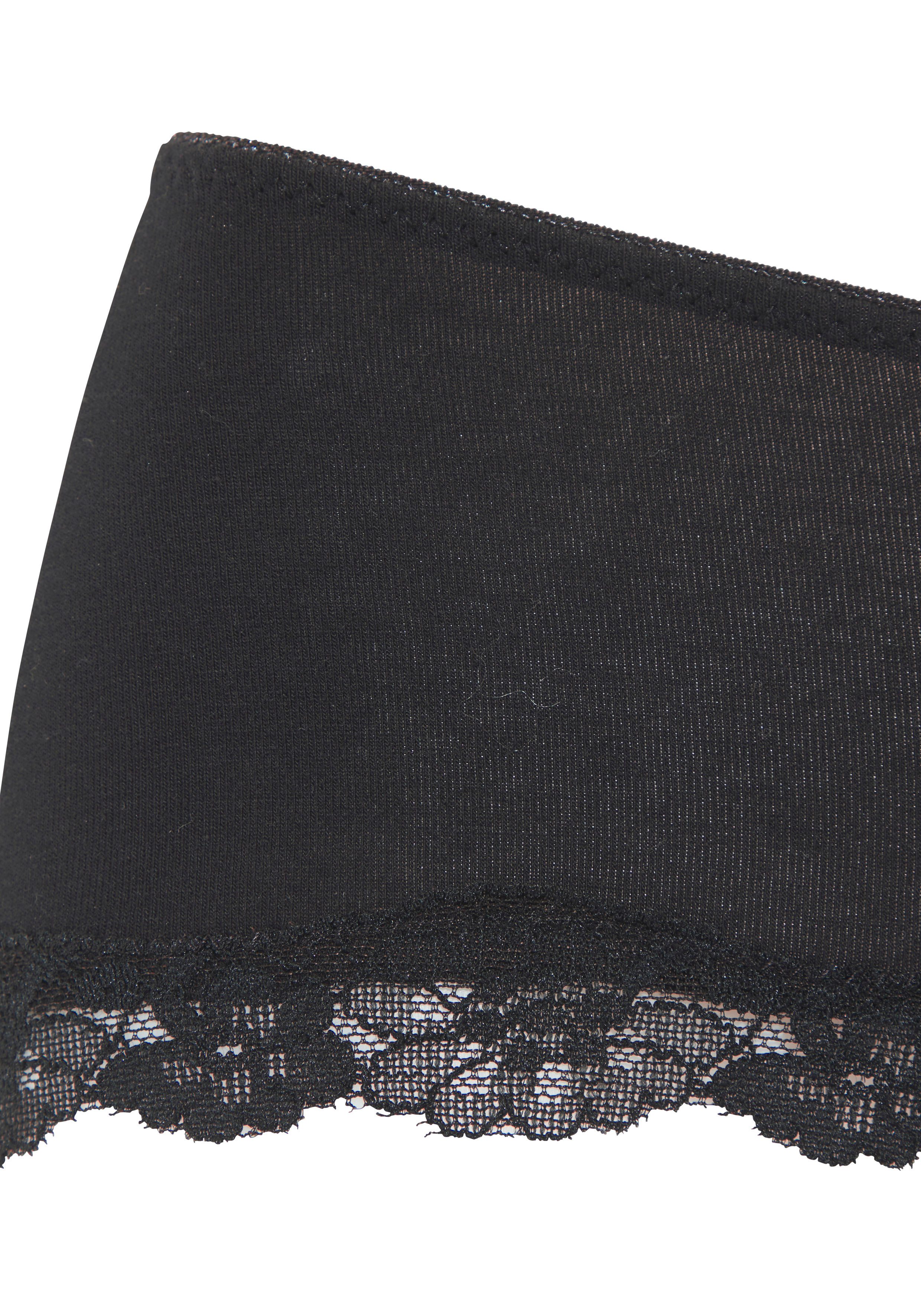 LASCANA Panty (3er-Pack) aus elastischer Baumwolle mit zarter Spitze