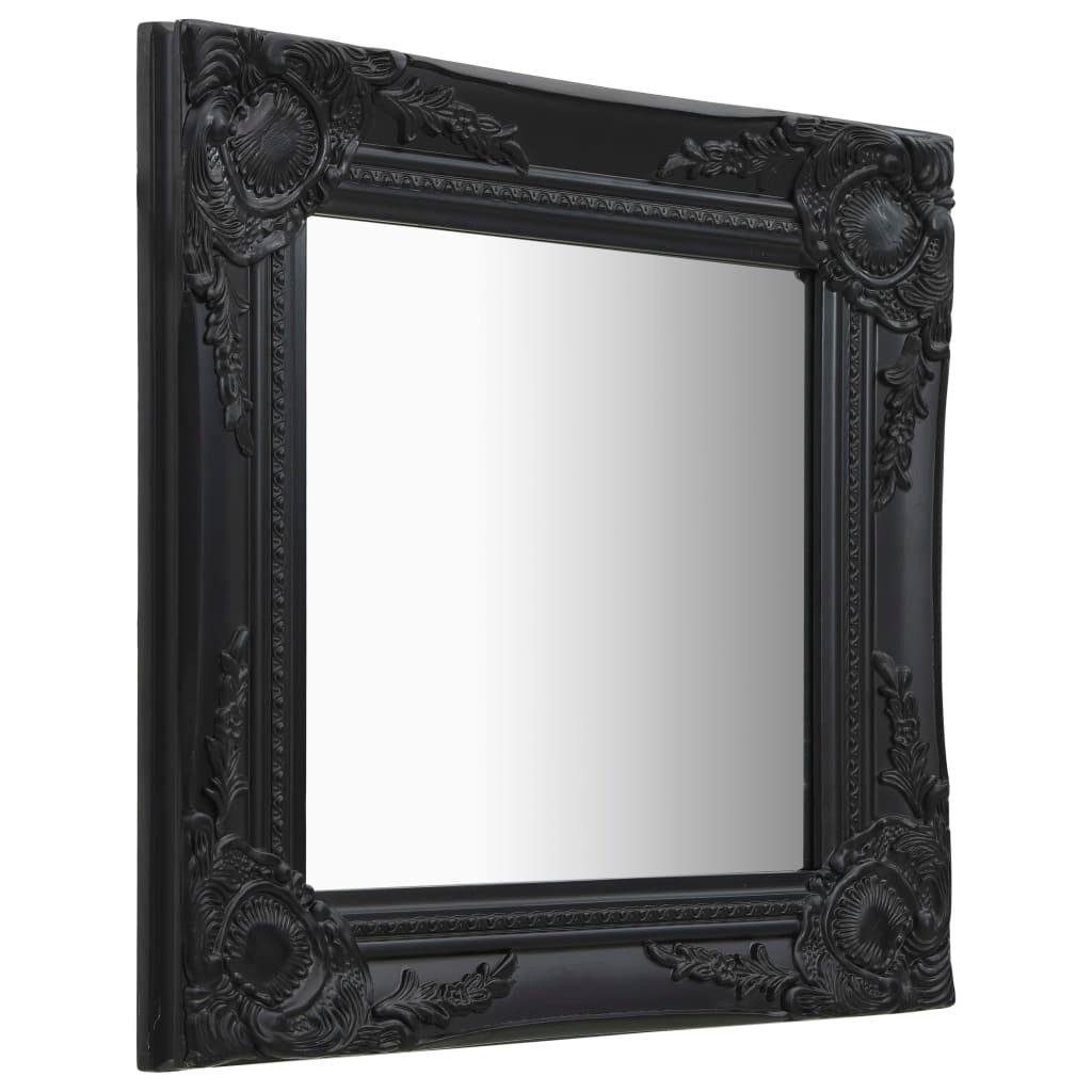 furnicato Wandspiegel Barock 40x40 cm Schwarz mit Massivholz Rahmen (1-St)