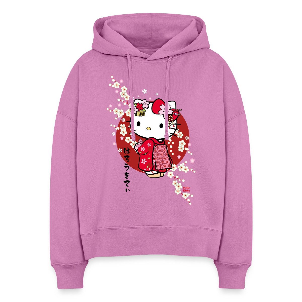 Spreadshirt Hoodie Hello Kitty Japan Kimono Kirschblüten Frauen Boxy Organic Hoodie (1-tlg)