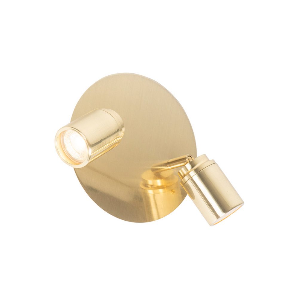 Qazqa LED Aufbaustrahler Ducha, ohne Leuchtmittel, Warmweiß, QAZQA Aufbau­spot, gu10, Gold, Stahl, Modern