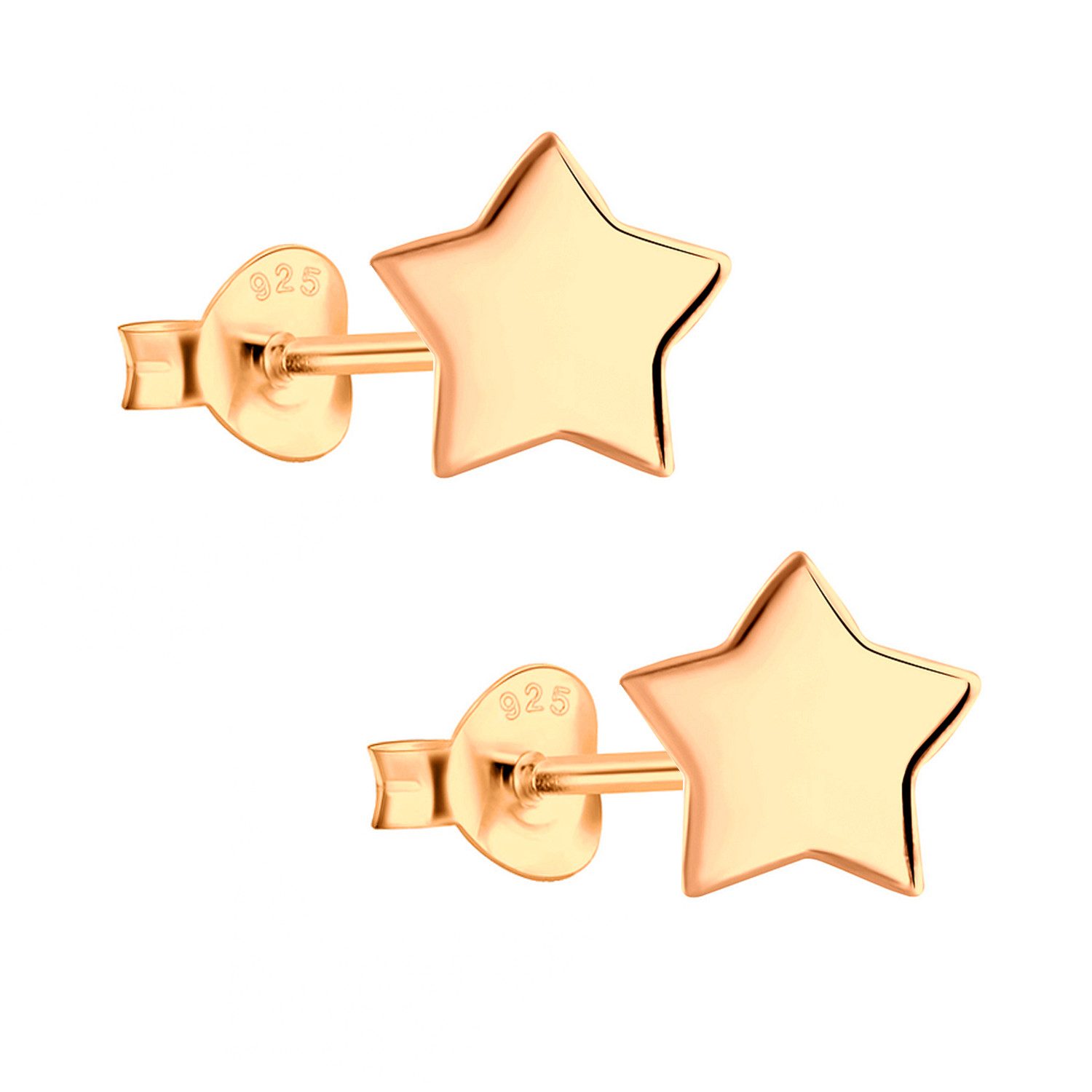 LÖB Paar Ohrstecker 925 Silber Ohrringe Ohrstecker Sterne 5mm, 585er Roségold vegoldet (Geschenke für Frauen Beste Freundin Mutter Mama Damen zum Geburtstag Weihnachten Weihnachtsgeschenke), Mädchen Geometrische Formen Kinder Minimalistisch Modern Klein Stecker