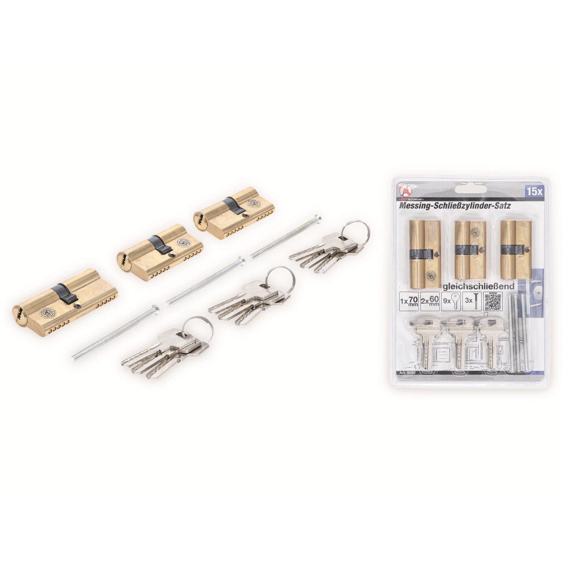 BGS technic Schließzylinder BGS TECHNIC DIY Messing-Schließzylinder-Satz, gleichschließend