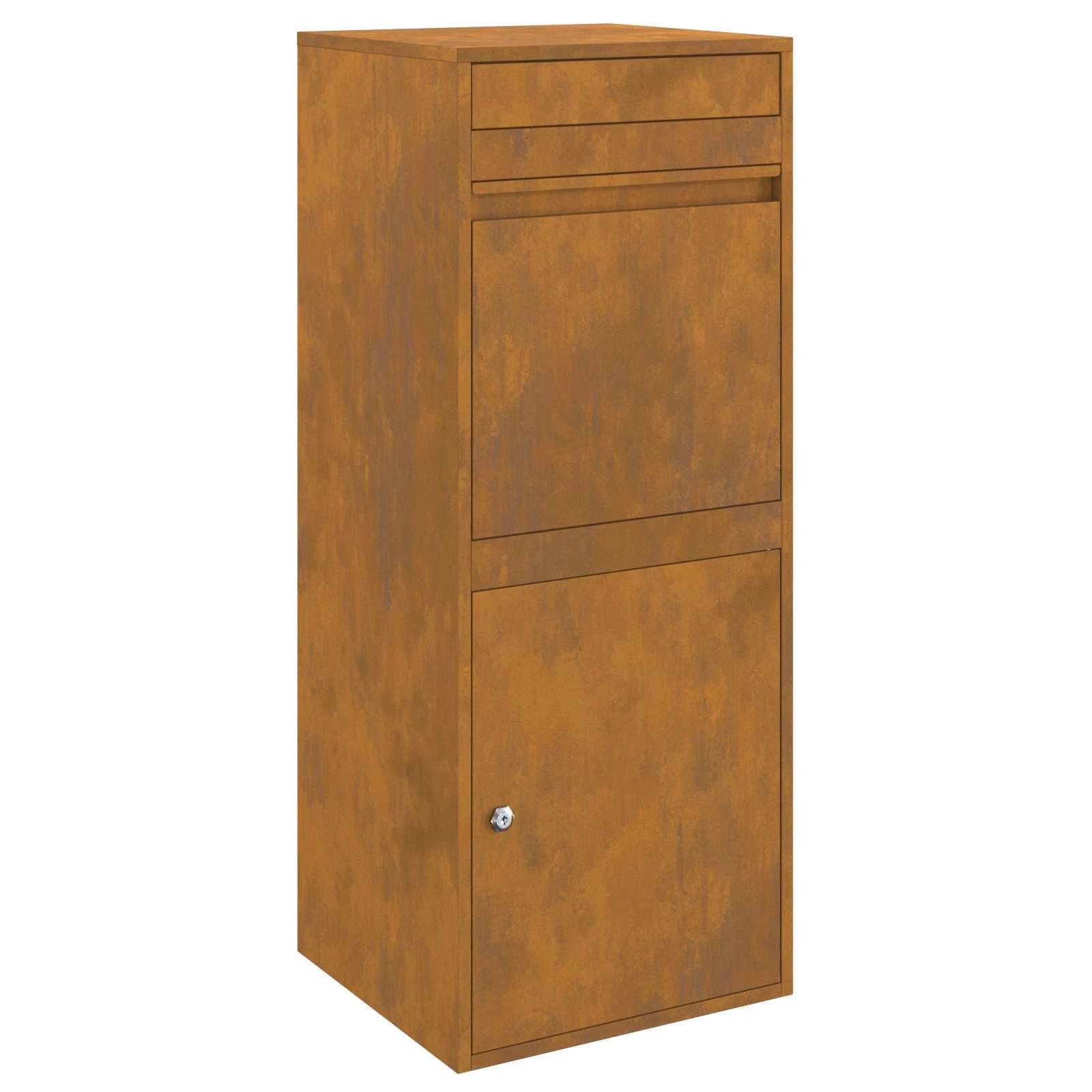 vidaXL Paketdrop-Box mit Tür Rostig 41 x 38 x 103 cm Wetterfeststahl (1-St)