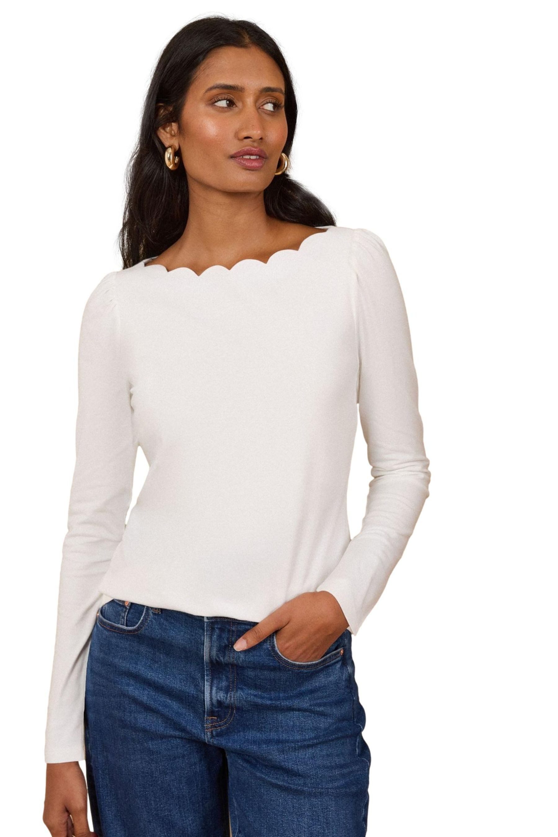 Love & Roses Shirtbluse Love & Roses Langarm-Oberteil, U-Boot-Ausschnitt (1-tlg)