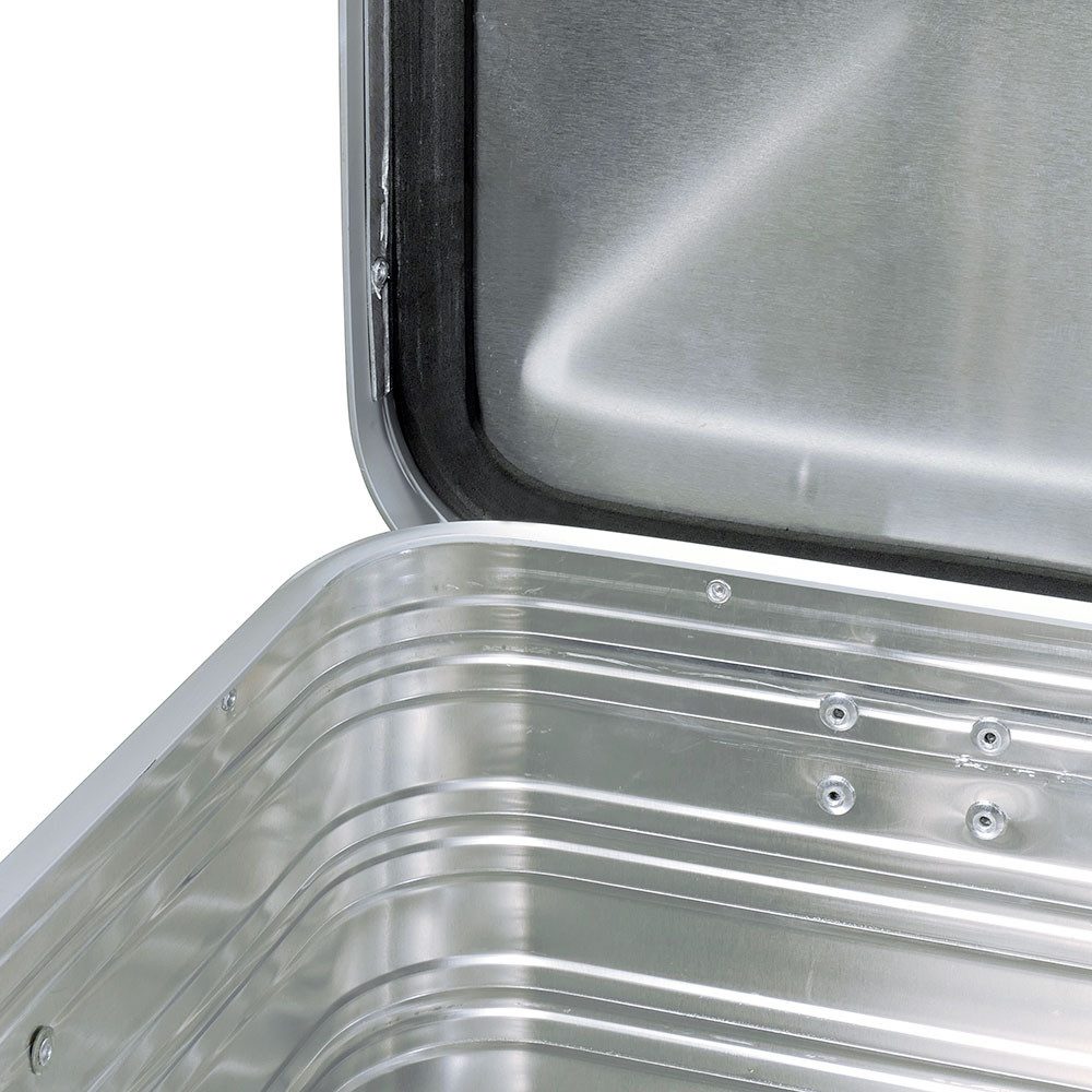 BRB-Lagertechnik Aufbewahrungsbox Aluminium-Behälter, LxBxH 645x455x305 mm, 69 Liter, staub- und spritzwasserdicht, Schutzecken/Umlaufsicken zur Verstärkung