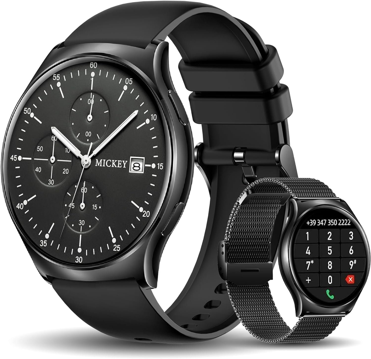 Techtrix Damen's und Herren's IP68 Wasserdicht Smartwatch (1,43 Zoll), mit Telefonfunktion AMOLED Touchscreen,Uhren Fitness Tracker