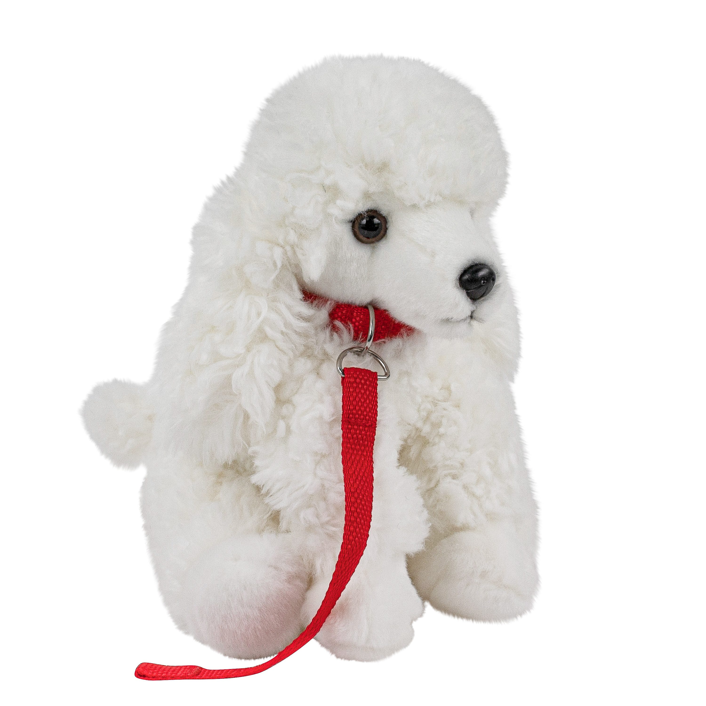 Teddys Rothenburg Kuscheltier Pudel mit Leine sitzend weiß 28 cm Plüschhund