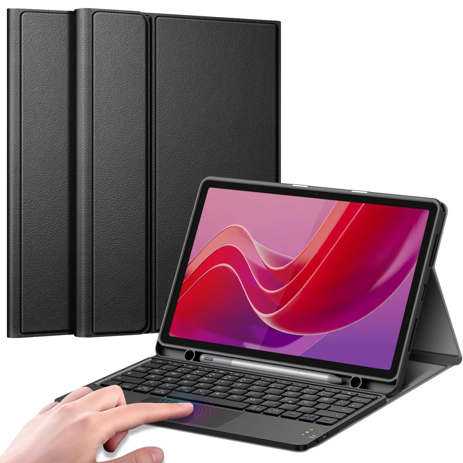 Fintie Tablet-Hülle mit Tastatur für Lenovo Tab M11 2024 (TB330FU) 11 Zoll, TPU Rückseite, Wiederaufladbare Bluetooth-Tastatur mit Touchpad, Case mit Stifthalter