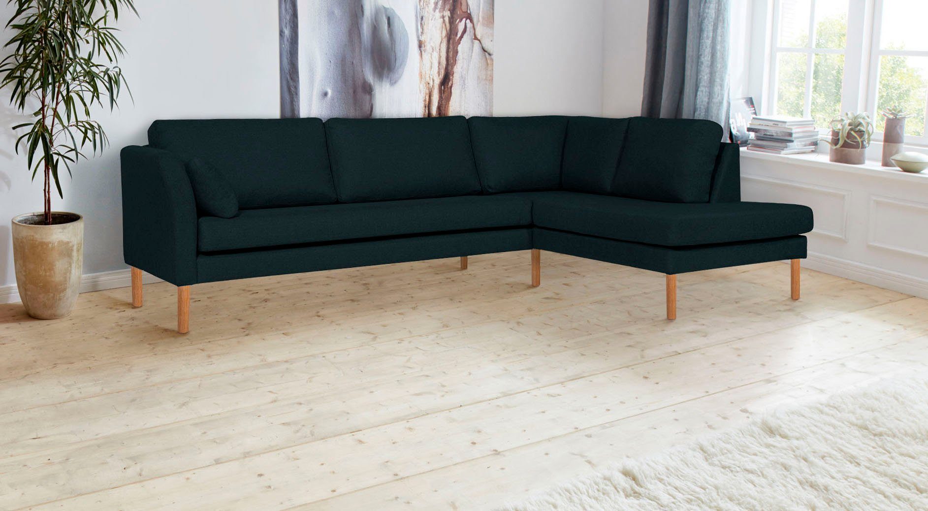 andas Ecksofa Grenzda, L-Form, mit Holzfüßen